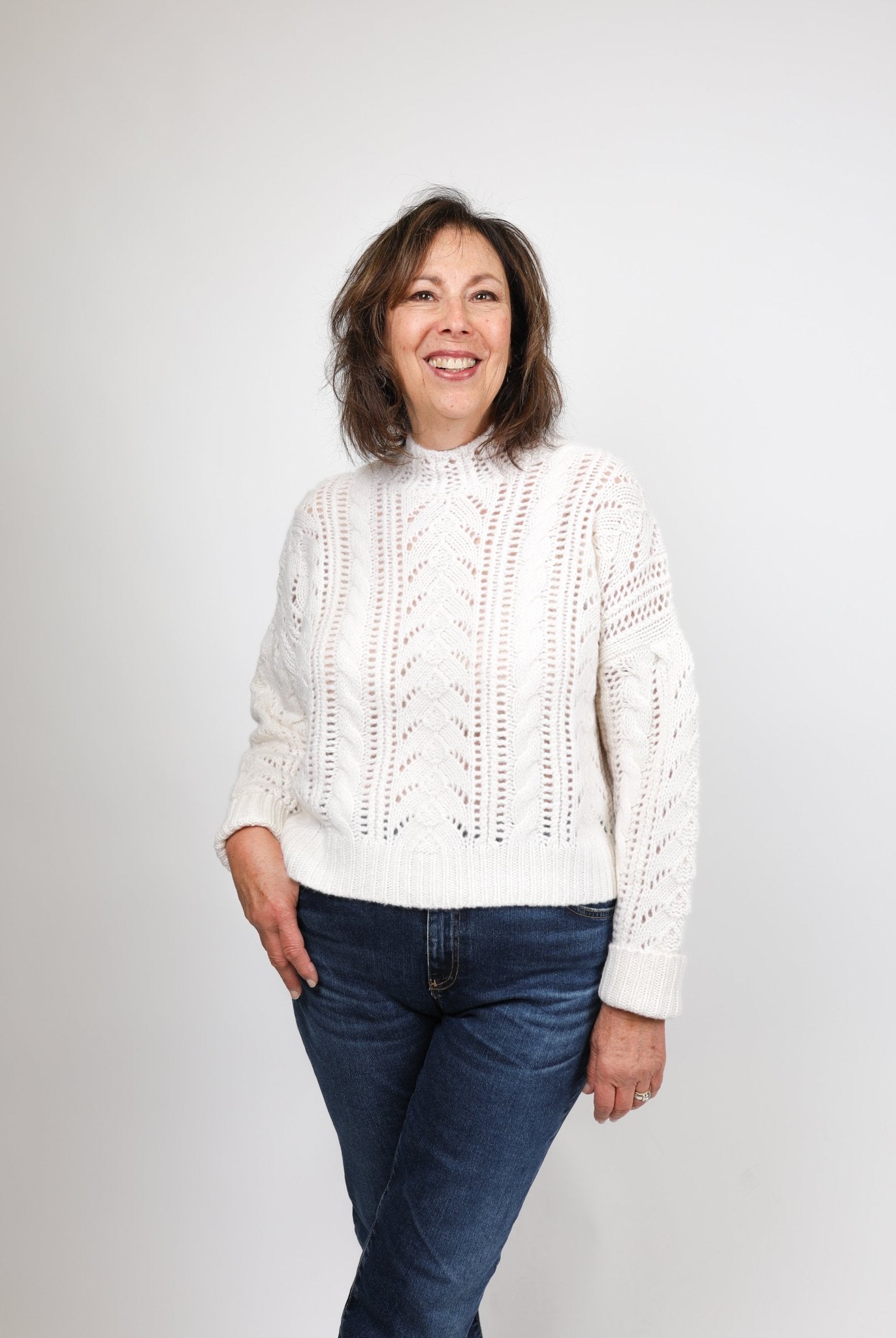 Blouson Sleeve Cable Crew - Autumn Cashmere - Danali - RG13405-Chalk-XS