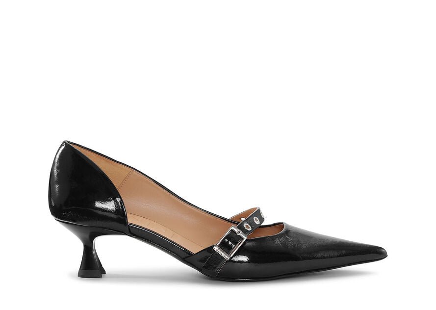 Buckle Kitten Heel Naplack Pump - Ganni - Danali - S2467-099-37