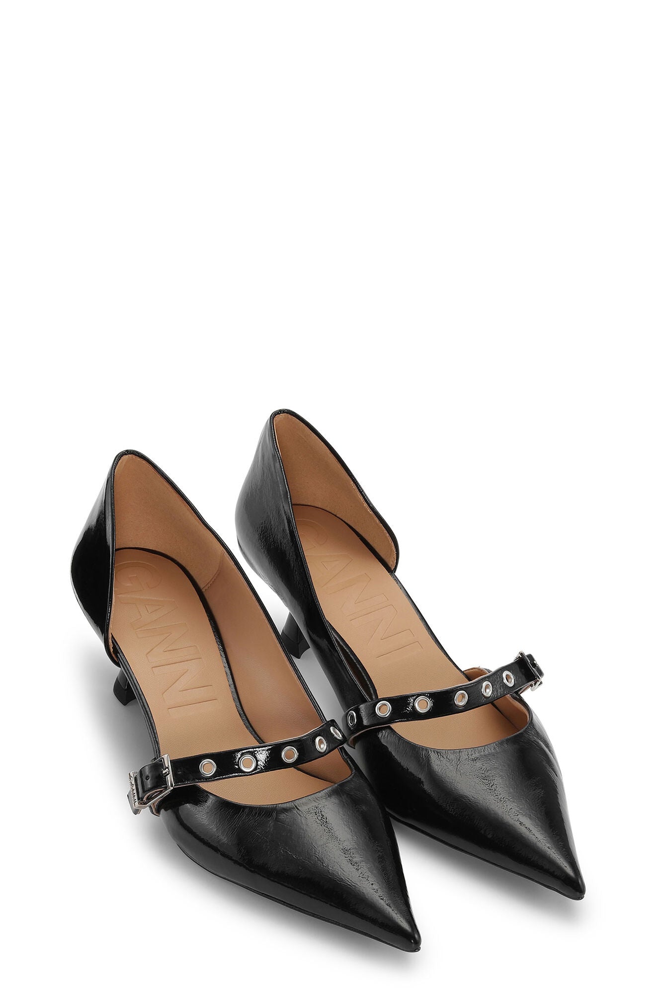 Buckle Kitten Heel Naplack Pump - Ganni - Danali - S2467-099-37