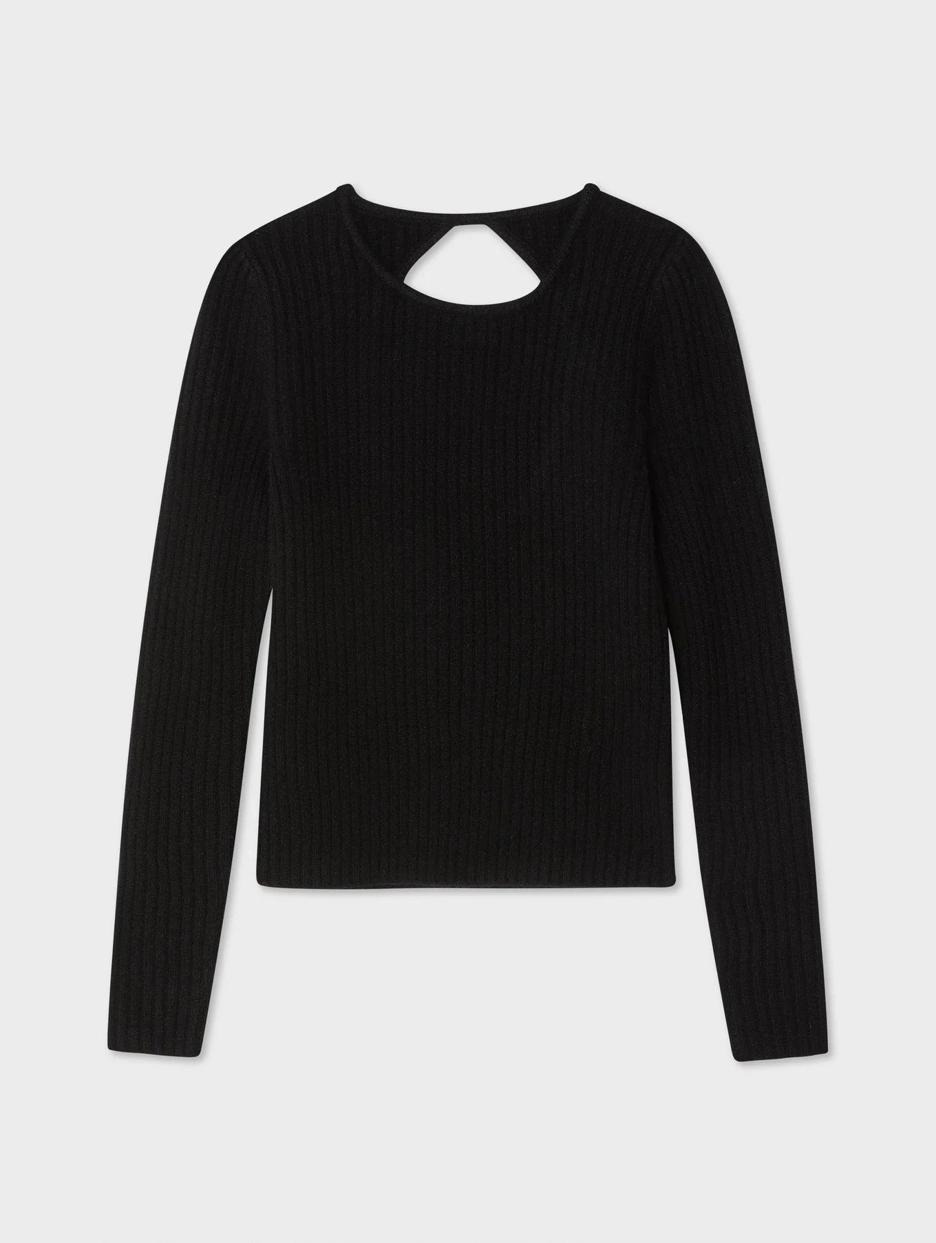 Cashmere Open Back Ribbed Top - White + Warren - Danali - 20287-Black-XS