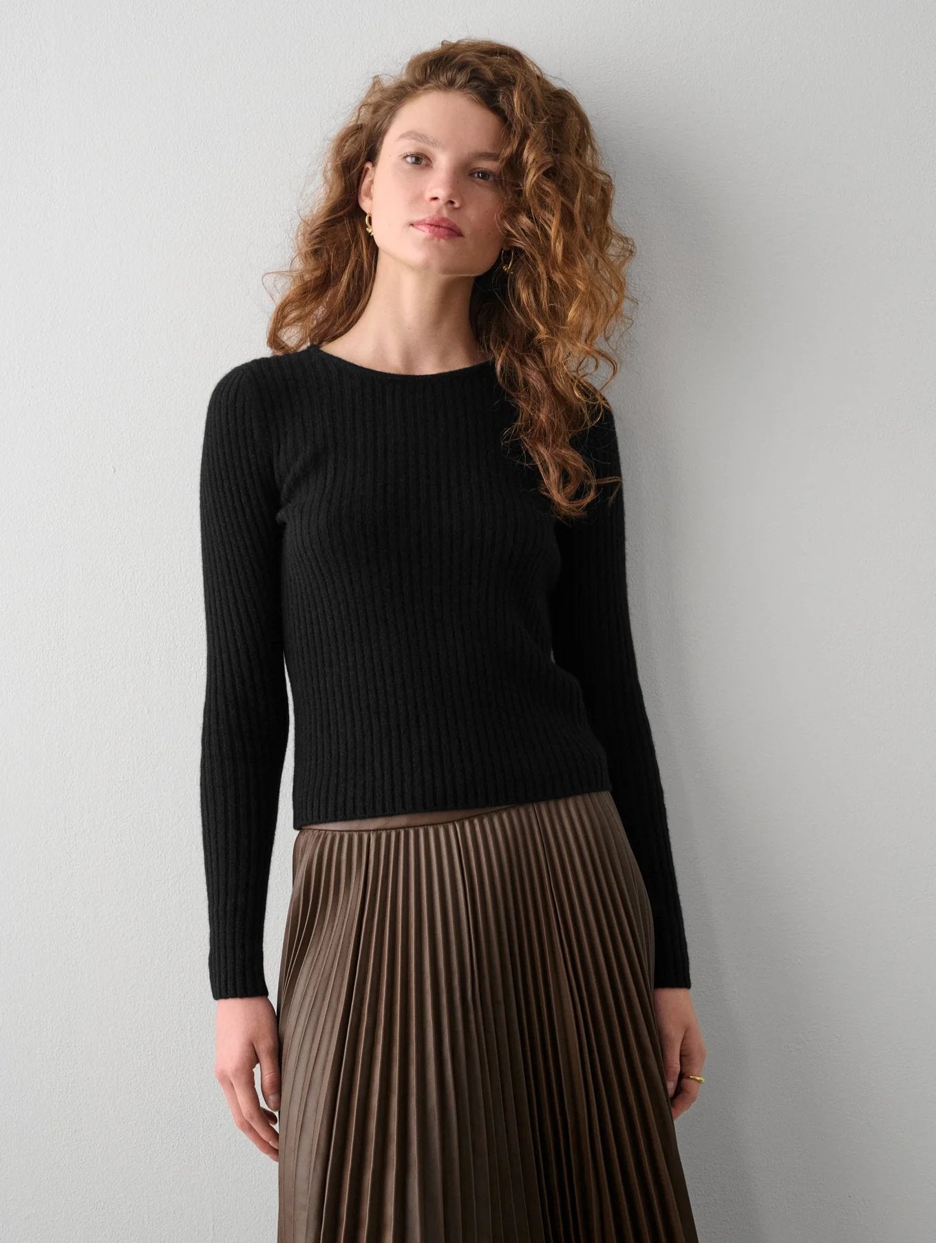 Cashmere Open Back Ribbed Top - White + Warren - Danali - 20287-Black-XS