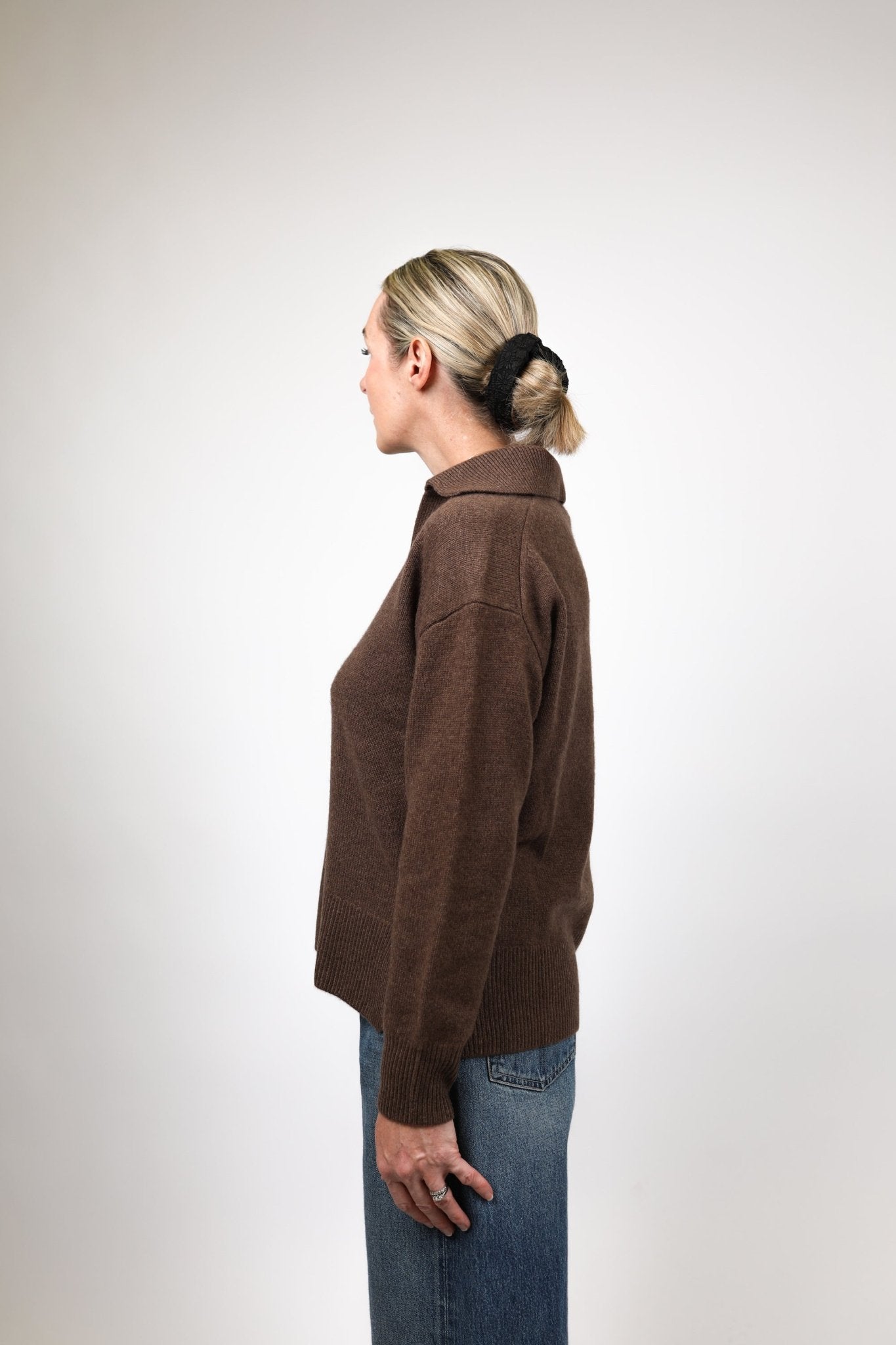 Cashmere Polo Sweater - White + Warren - Danali - 20542-Mocha-XS