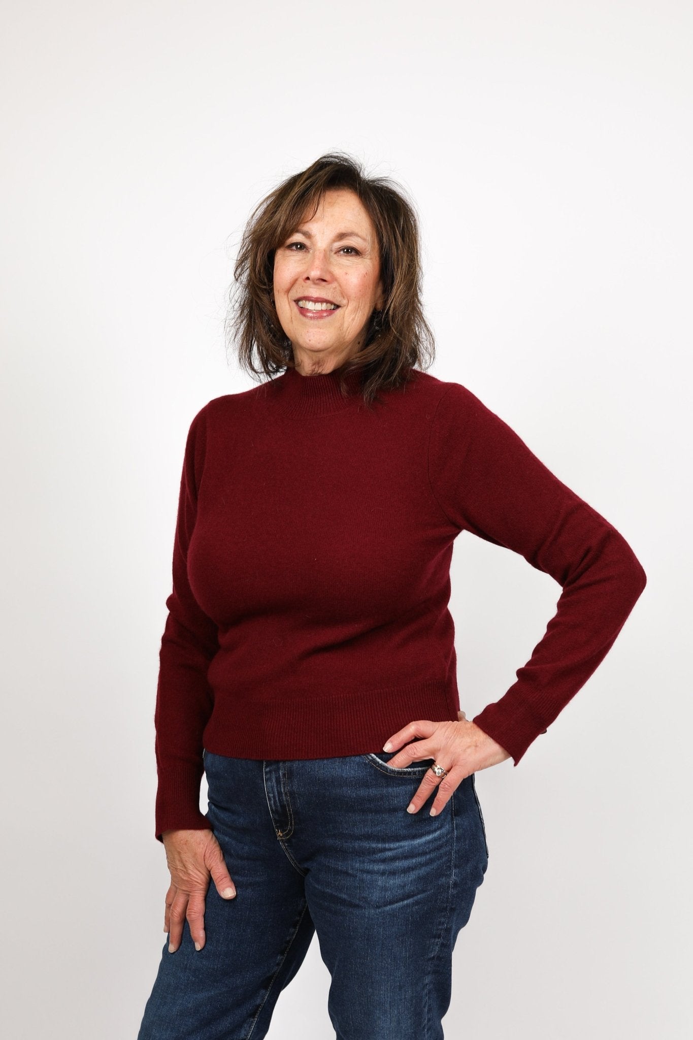 Cashmere Shrunken Mockneck - White + Warren - Danali - 19882-rosewood-XS