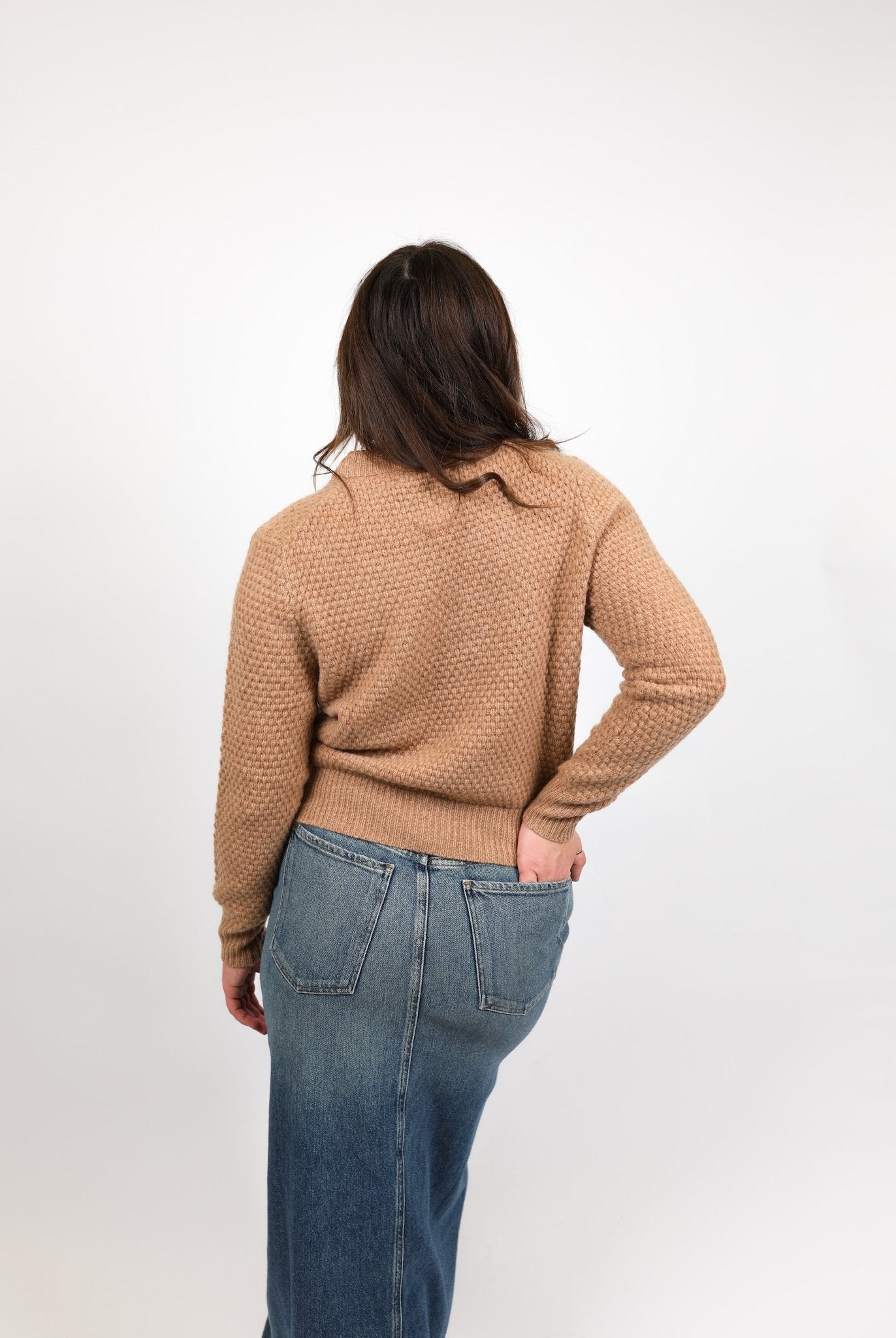 Cashmere Textured Crewneck - White + Warren - Danali - 20505-CAMH-XS