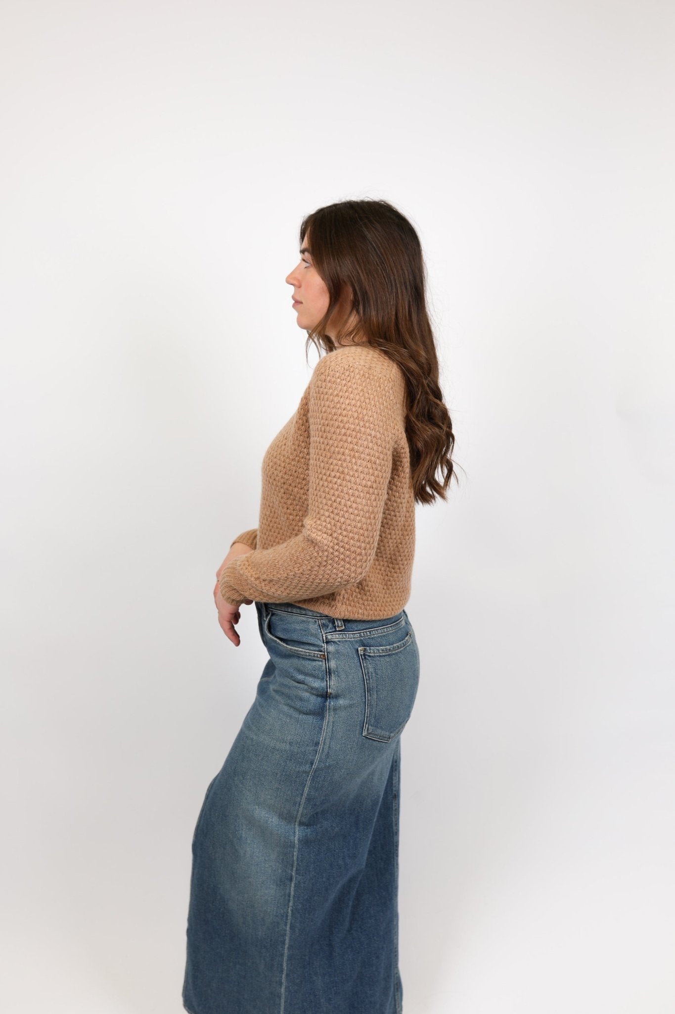 Cashmere Textured Crewneck - White + Warren - Danali - 20505-CAMH-XS
