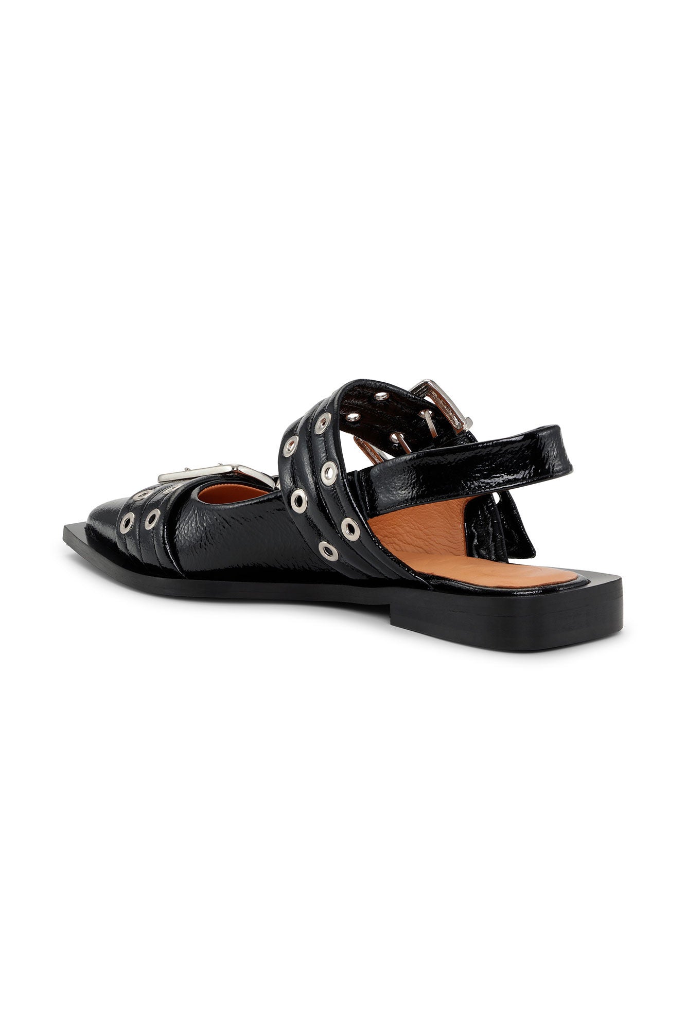 Chunky Buckle Ballerina Naplack Shoes - Ganni - Danali - S2312-099-37