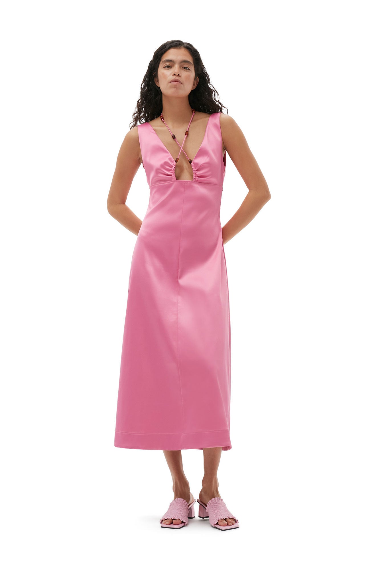 Double Satin Halter-Neck Dress - Ganni - Danali - F8210-892-36