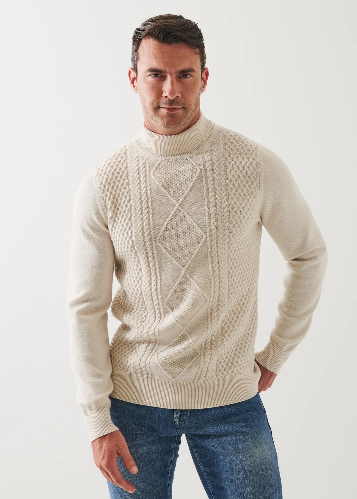 Extrafine Merino Cable Knit Turtleneck - Patrick Assaraf - Danali - P119T14W-128-M