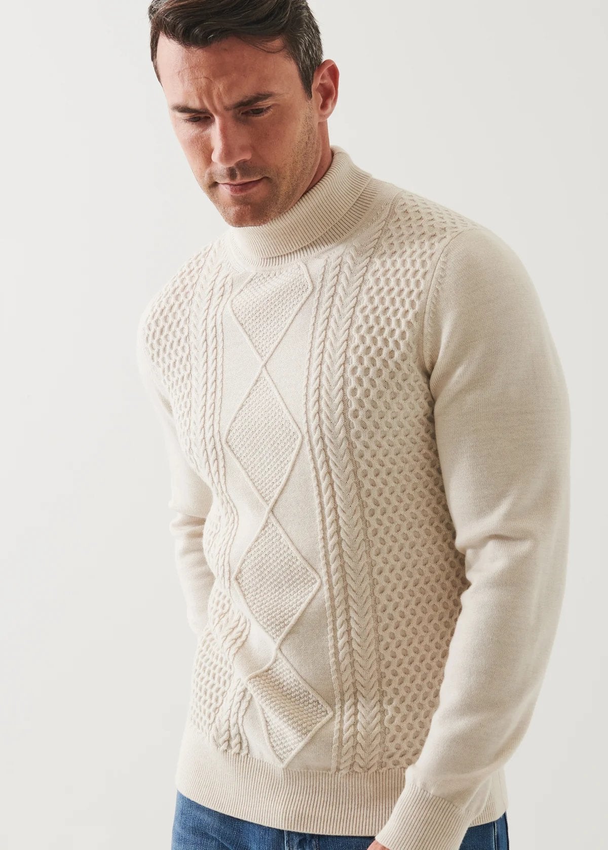Extrafine Merino Cable Knit Turtleneck - Patrick Assaraf - Danali - P119T14W-128-M