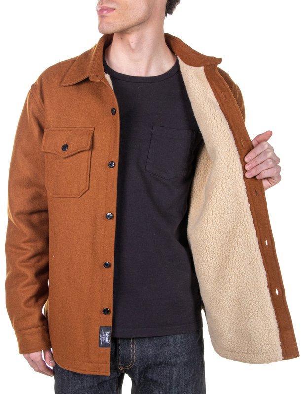 Faux Sherpa Lined CPO Shirt - Schott - Danali - 7116-Coyote-S