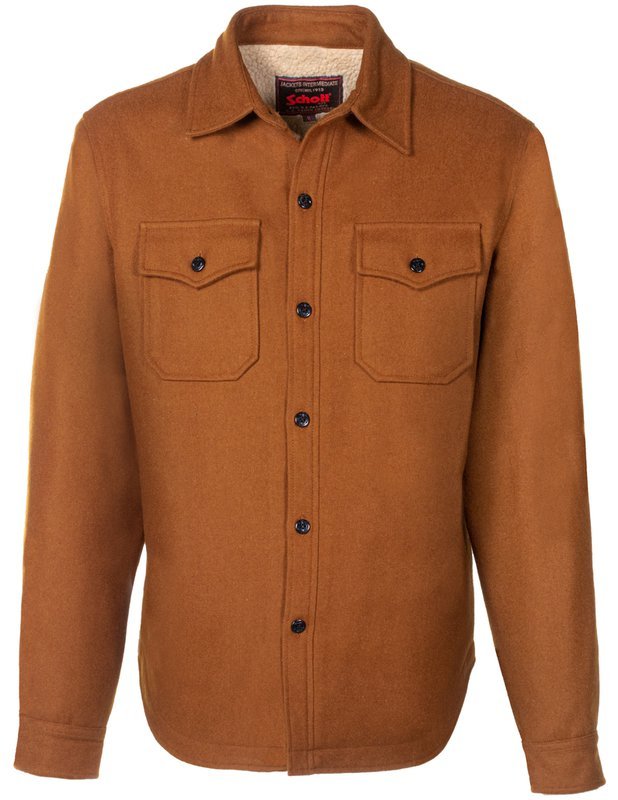 Faux Sherpa Lined CPO Shirt - Schott - Danali - 7116-Coyote-S