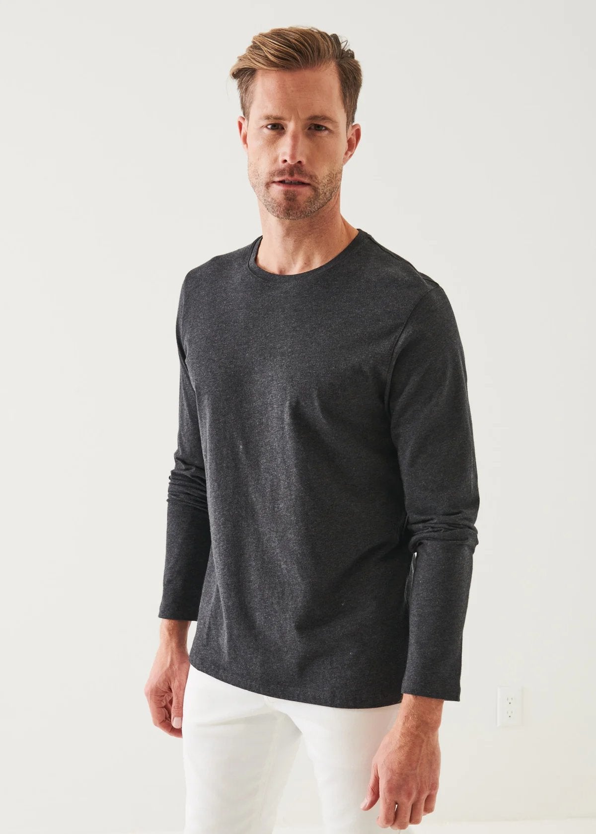 Iconic Crew Tee Long Sleeve - Patrick Assaraf - Danali - 99A08CL-PirateMelange-S