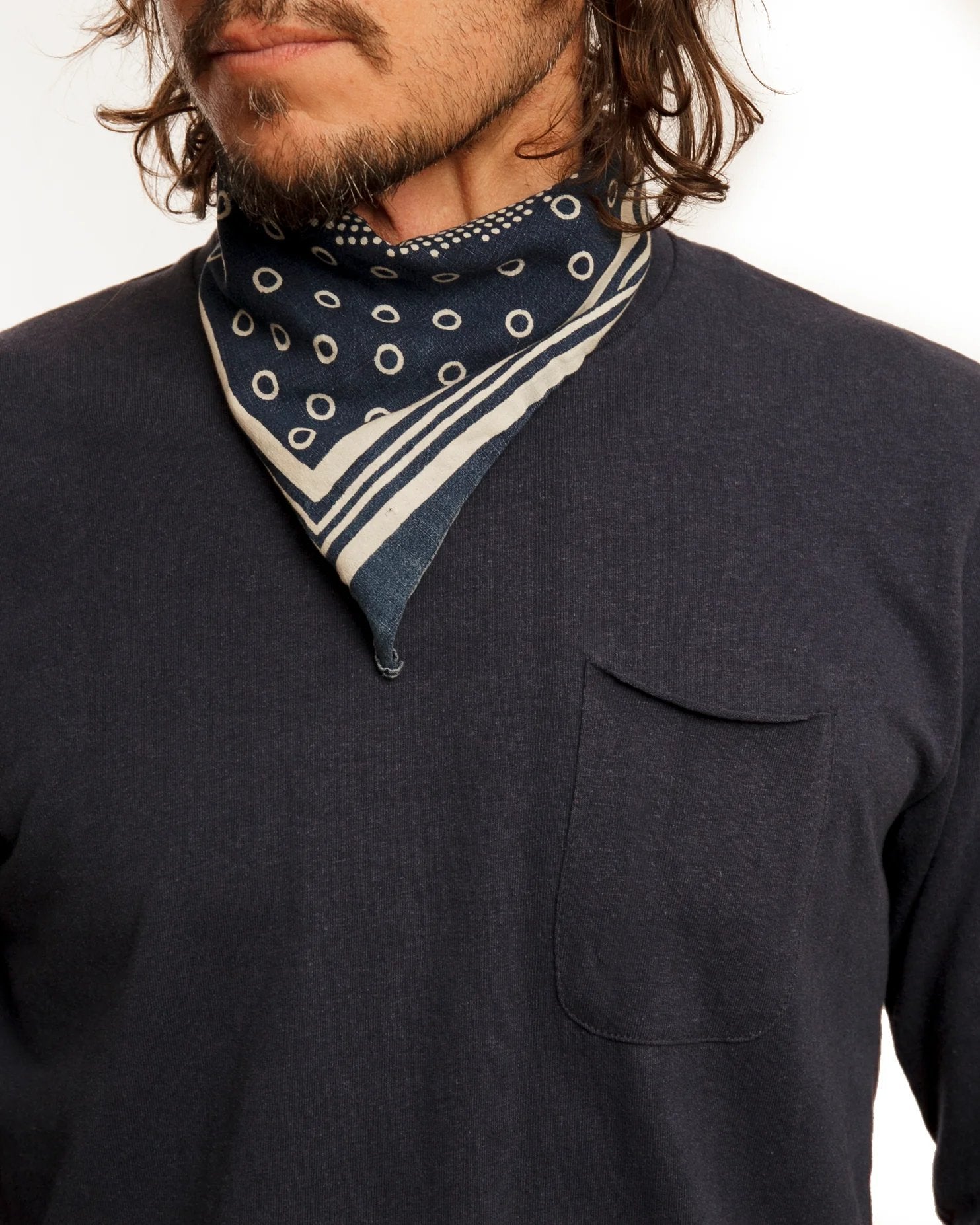 Long Sleeve Pocket Tee - 18 Waits - Danali - LSPocket-Navy-M