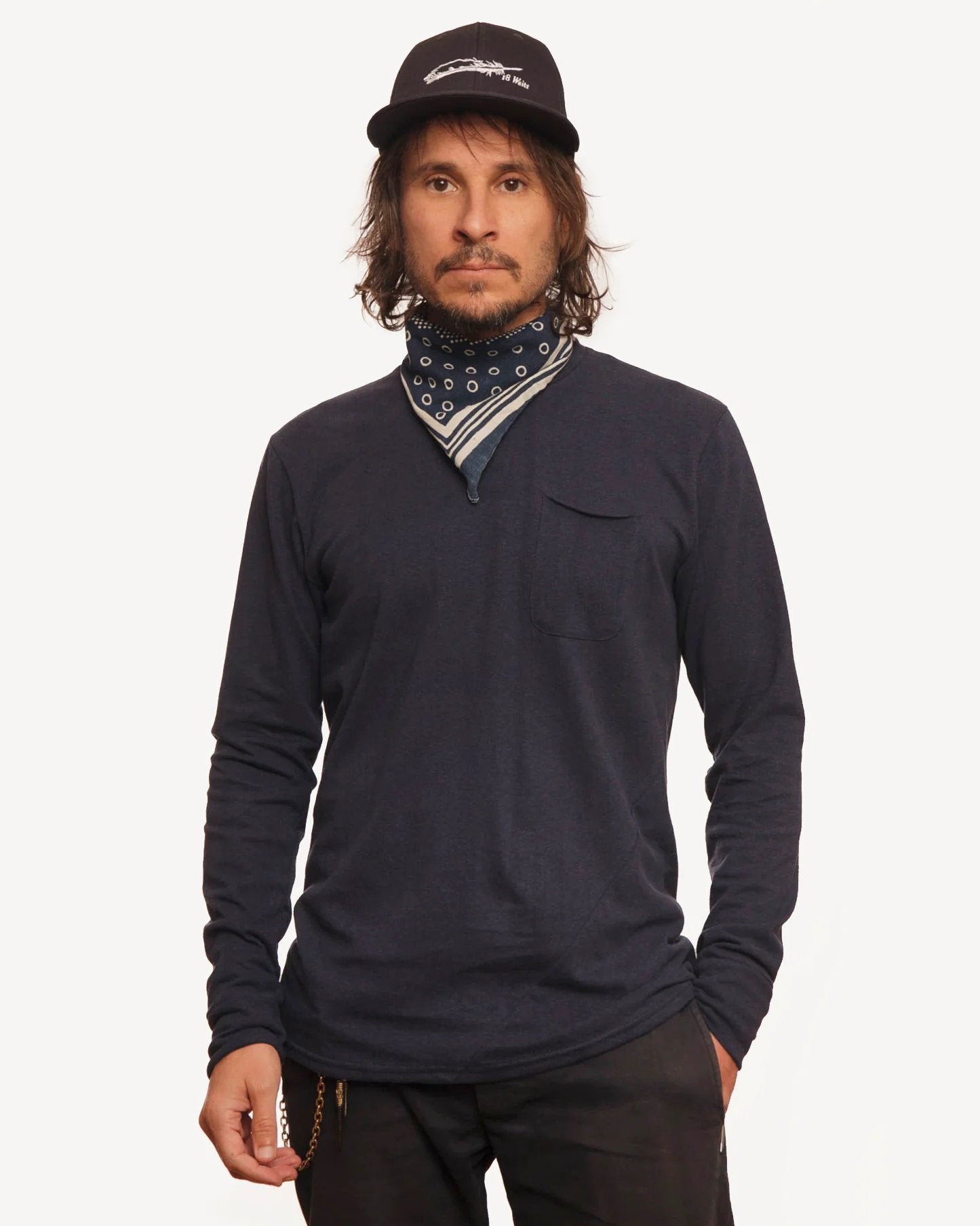 Long Sleeve Pocket Tee - 18 Waits - Danali - LSPocket-Navy-M