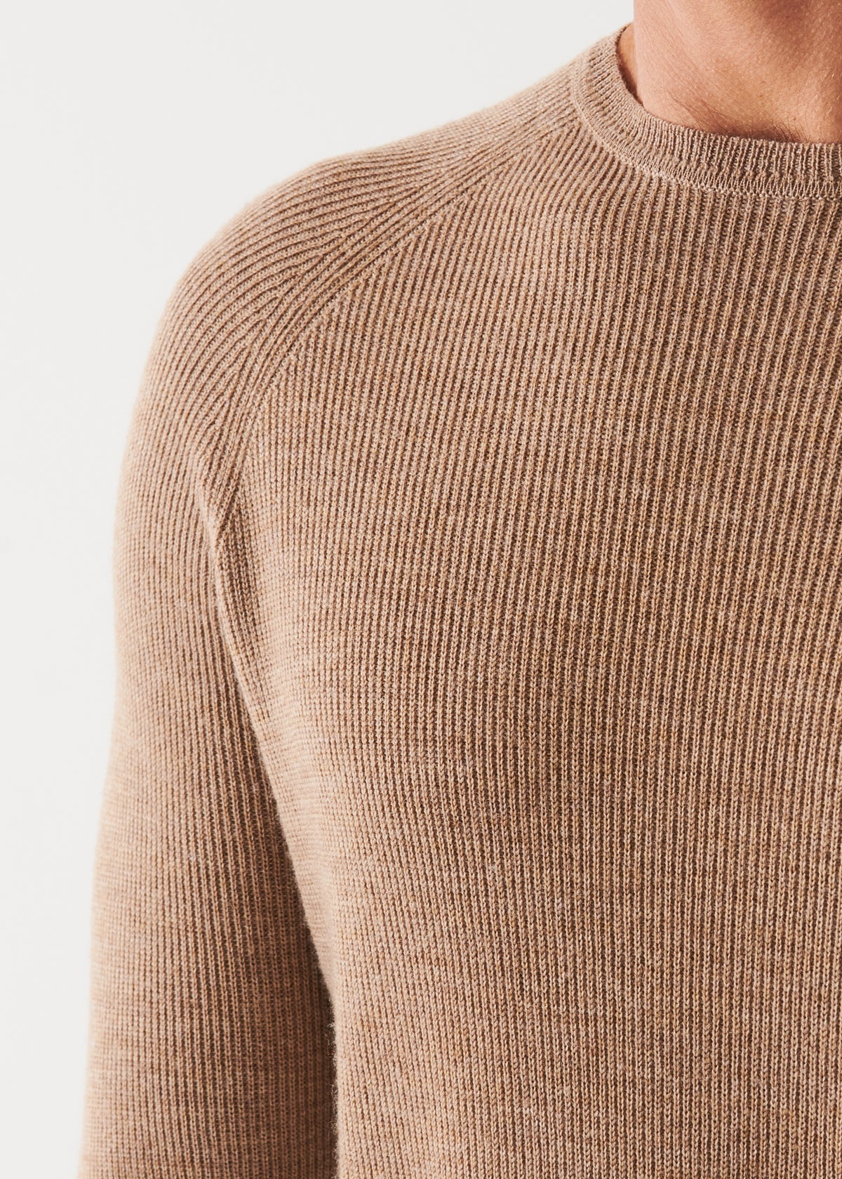 Merino Wool Raglan Ribbed Crewneck - Patrick Assaraf - Danali - P112C37T-BarnOwl-M