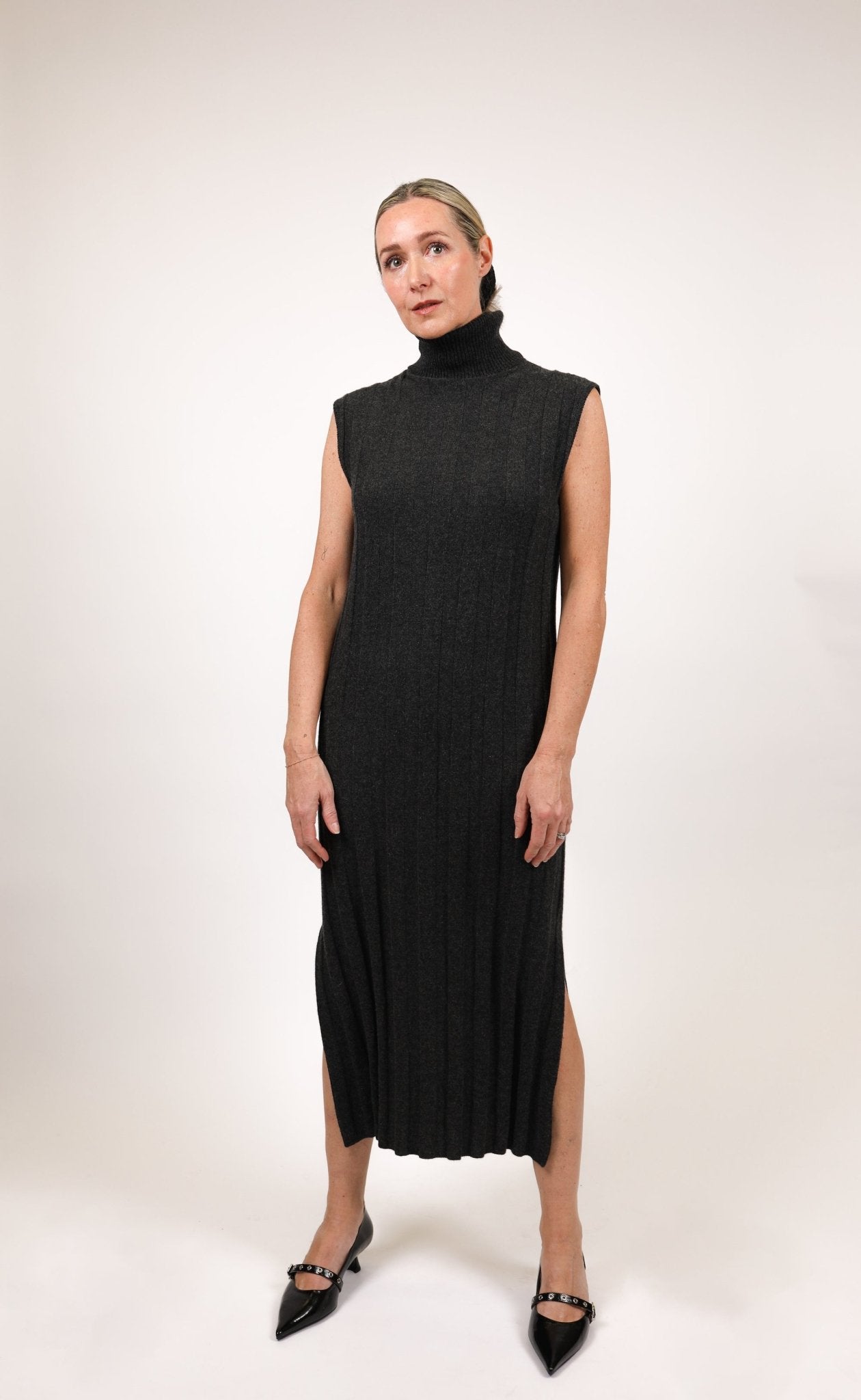 Panel Rib Maxi Turtleneck Dress - Autumn Cashmere - Danali - R13535-Pepper-XS