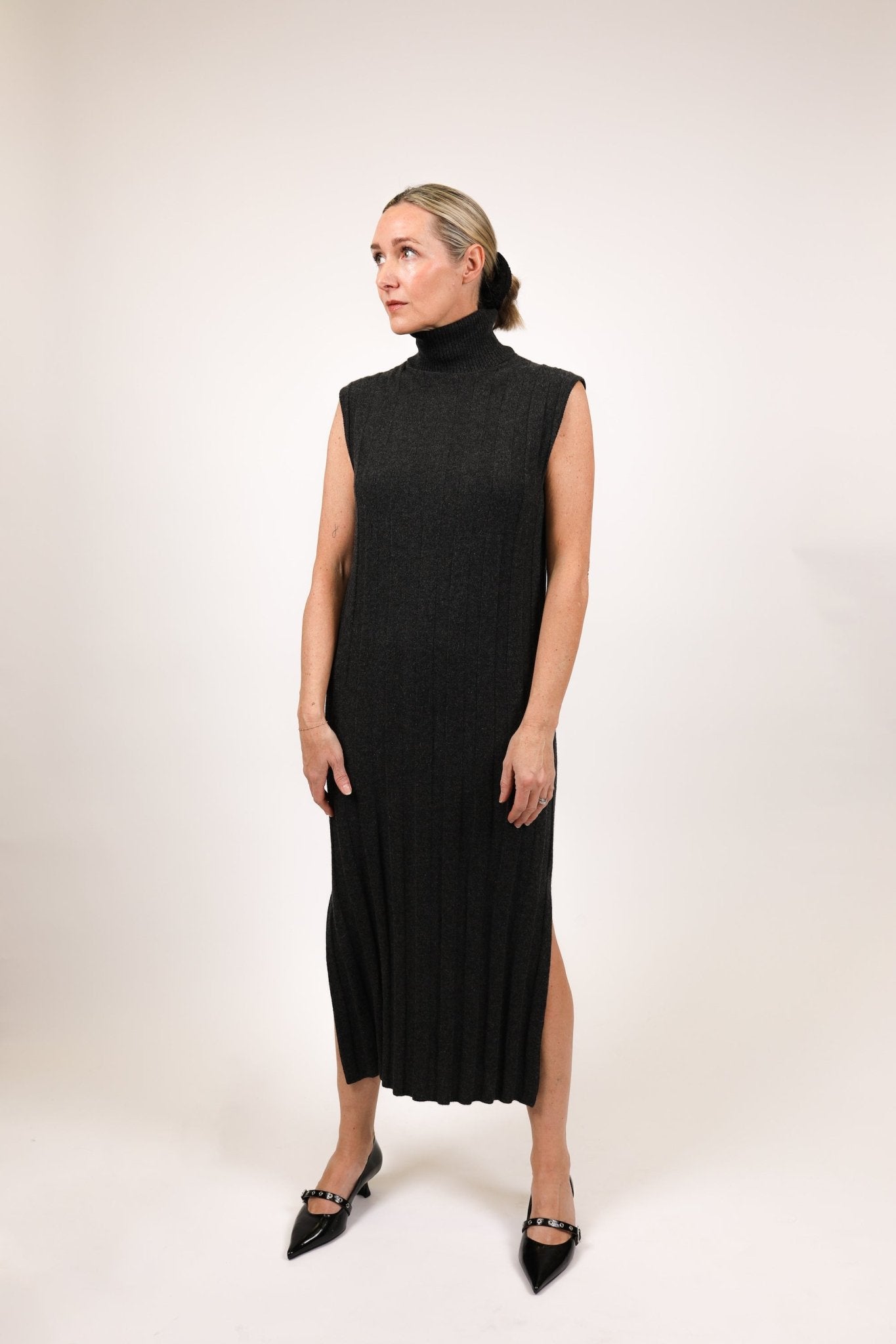Panel Rib Maxi Turtleneck Dress - Autumn Cashmere - Danali - R13535-Pepper-XS