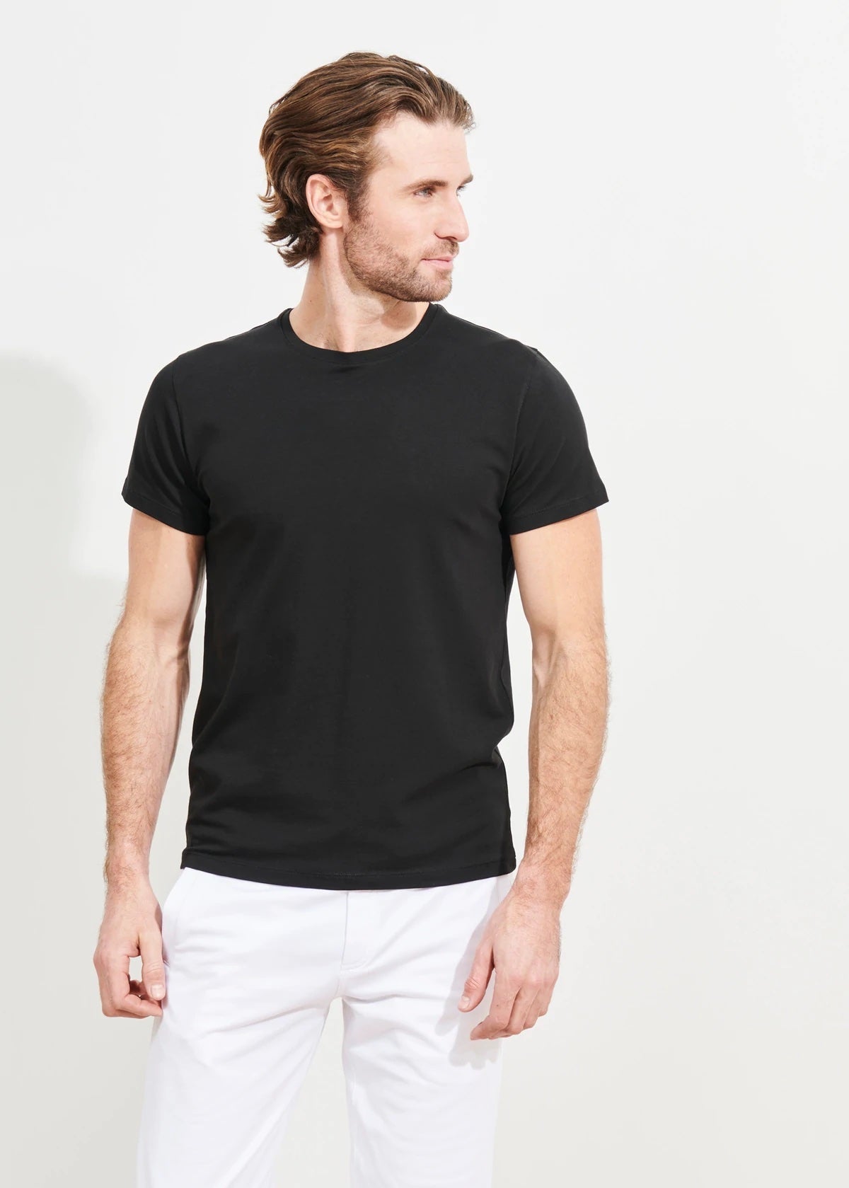 Pima Cotton Crew Tee - Patrick Assaraf - Danali - 99A08CB-Black-S