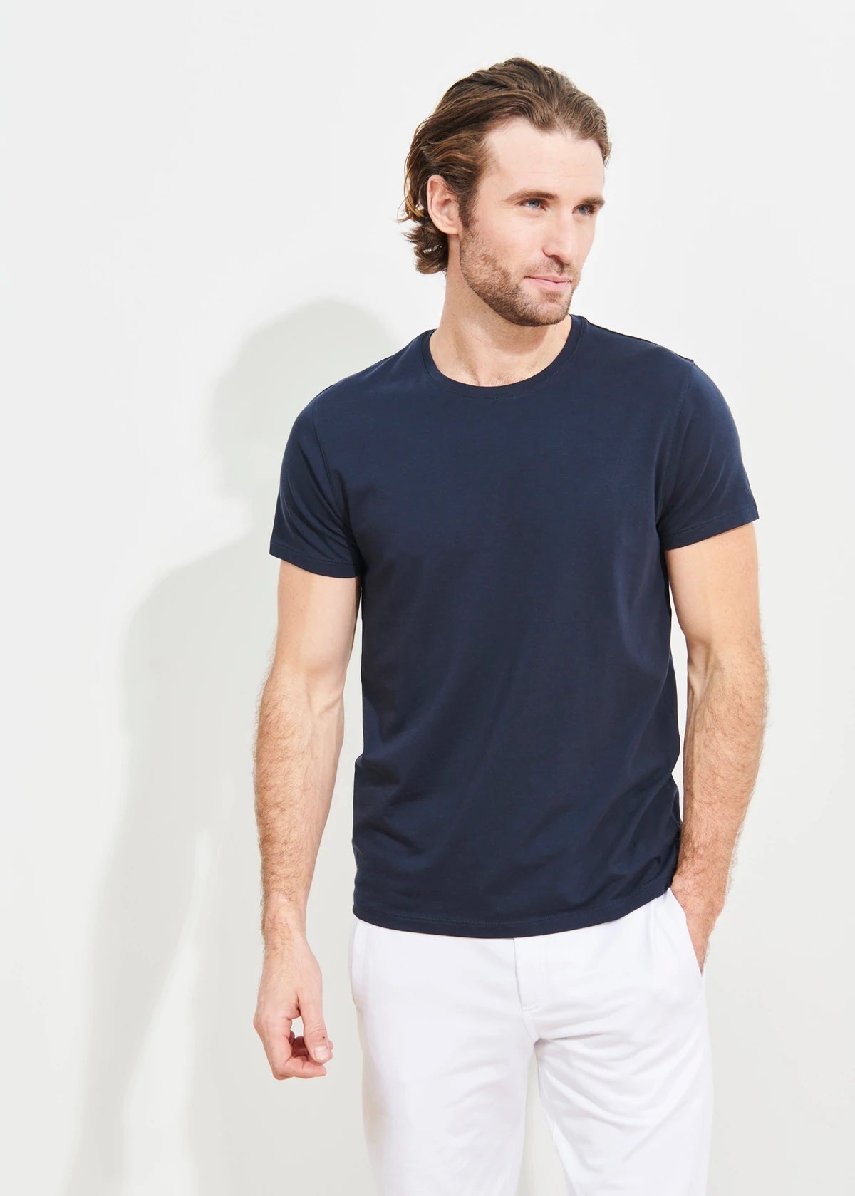 Pima Cotton Crew Tee - Patrick Assaraf - Danali - 99A08CB-Midnight-S