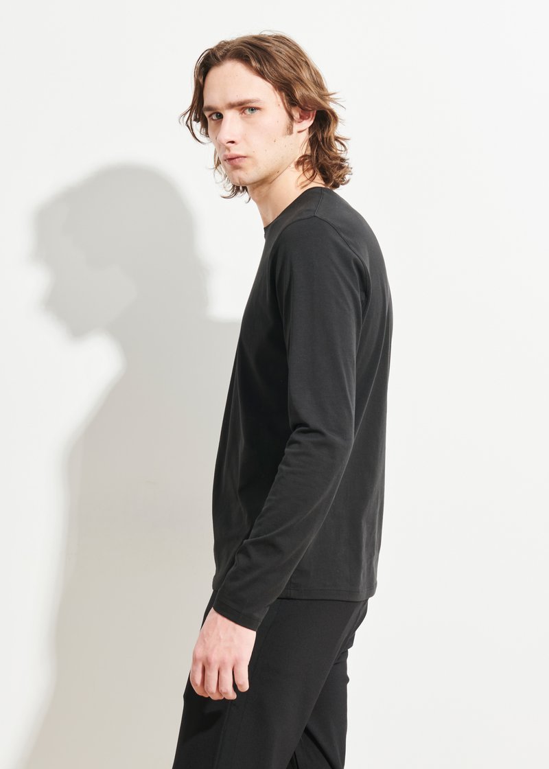 Pima Cotton Stretch Long Sleeve T-Shirt - Patrick Assaraf - Danali - 99A08CL-BLK-S