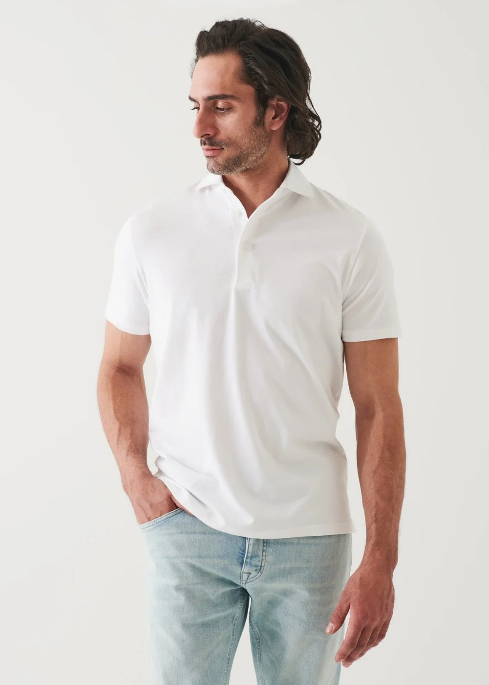 Pima Cotton Stretch Polo - Patrick Assaraf - Danali - P95P24-White-M
