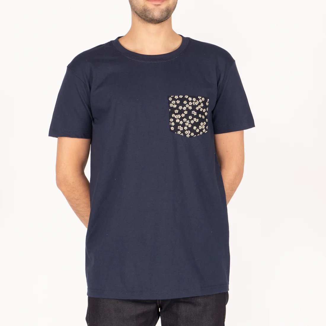 Pocket Tee - Navy + Kimono Flowers - Naked & Famous Denim - Danali - N03883020-S