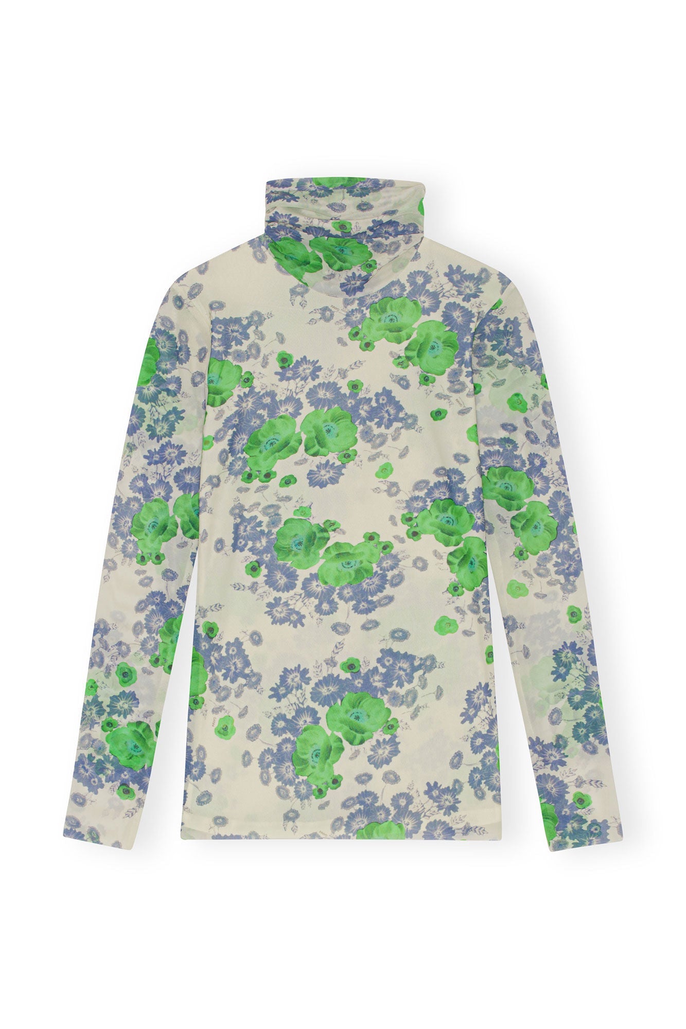 Printed Mesh Long Sleeve Rollneck - Ganni - Danali - T3496-135-36