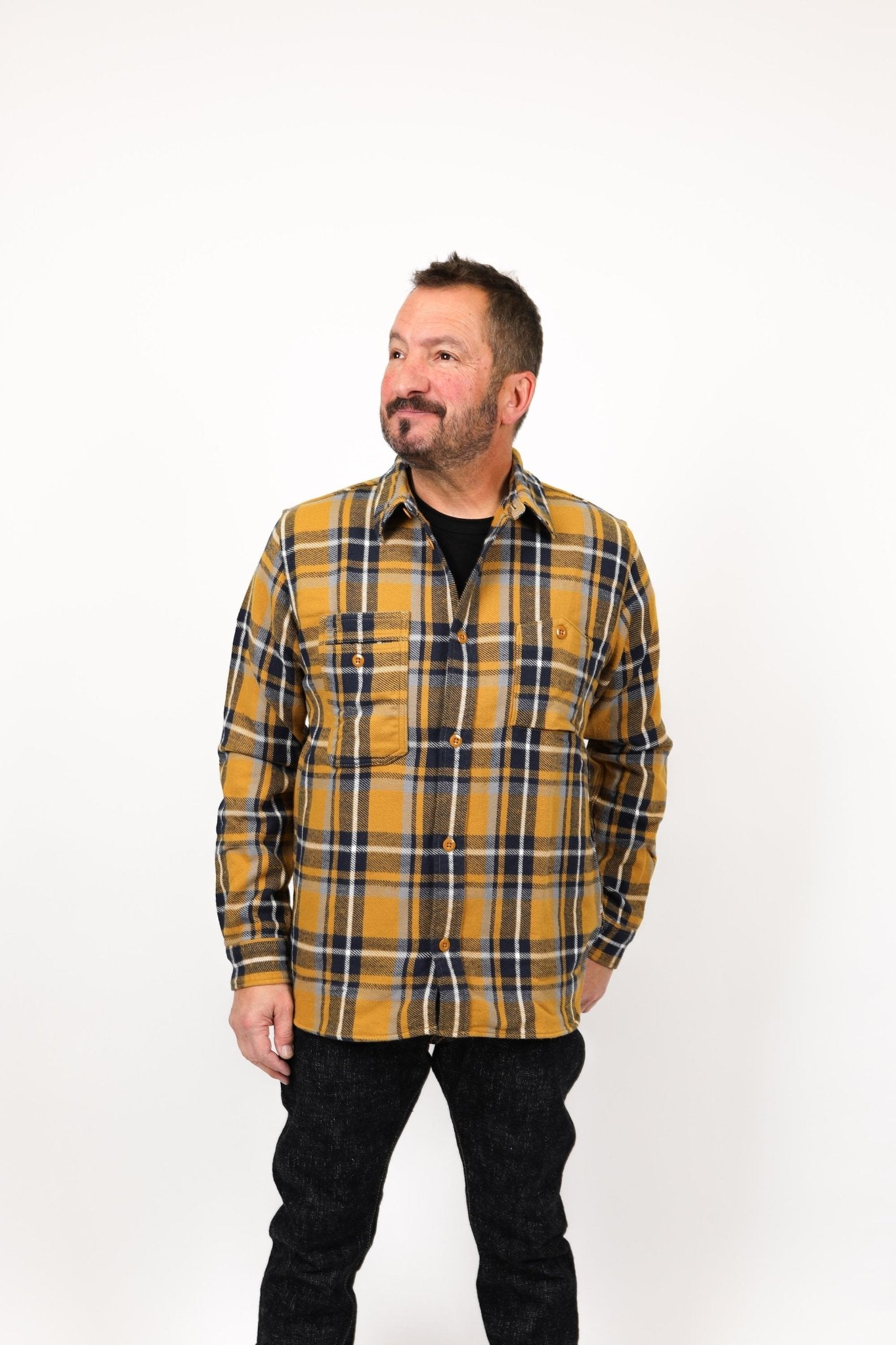 Raised Surface Check Shirt - Pure Blue Japan - Danali - 2222-Ca-Camel-3