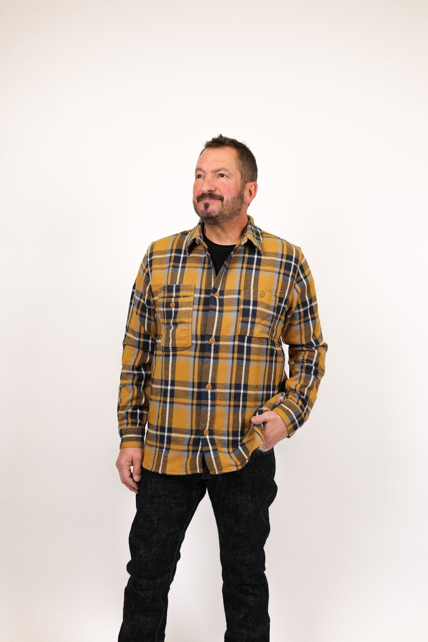 Raised Surface Check Shirt - Pure Blue Japan - Danali - 2222-Ca-Camel-3