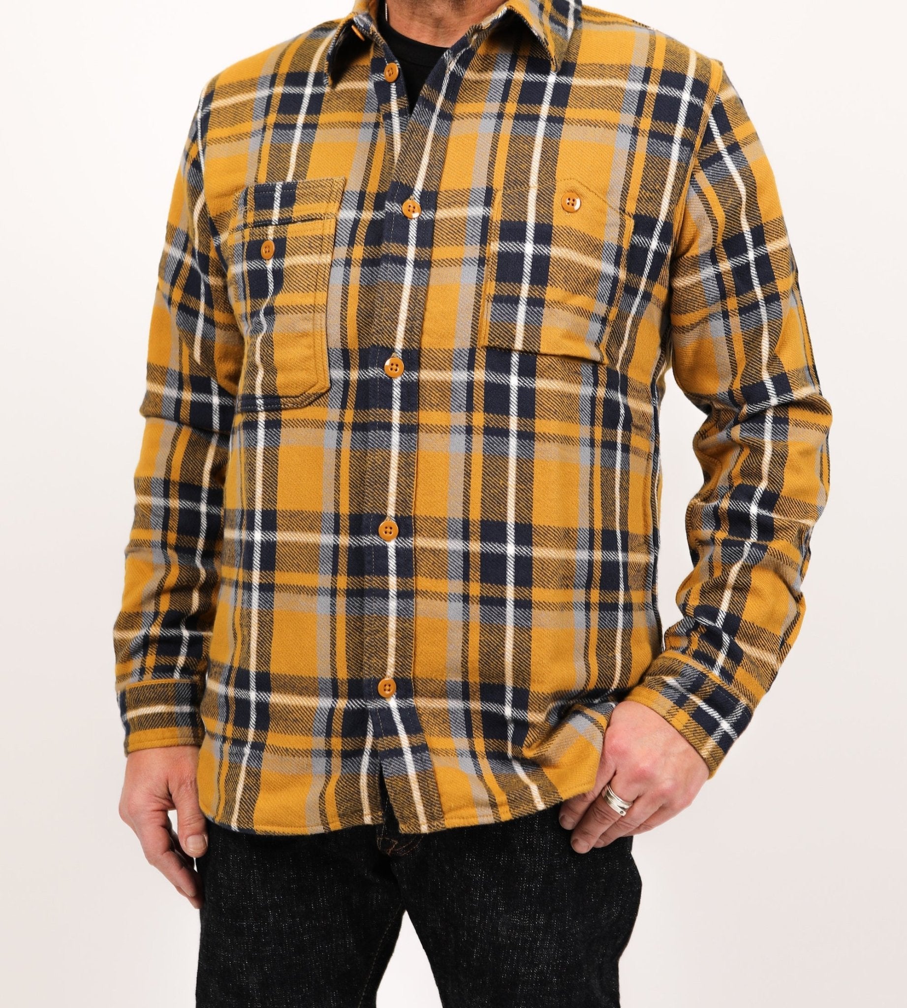 Raised Surface Check Shirt - Pure Blue Japan - Danali - 2222-Ca-Camel-3
