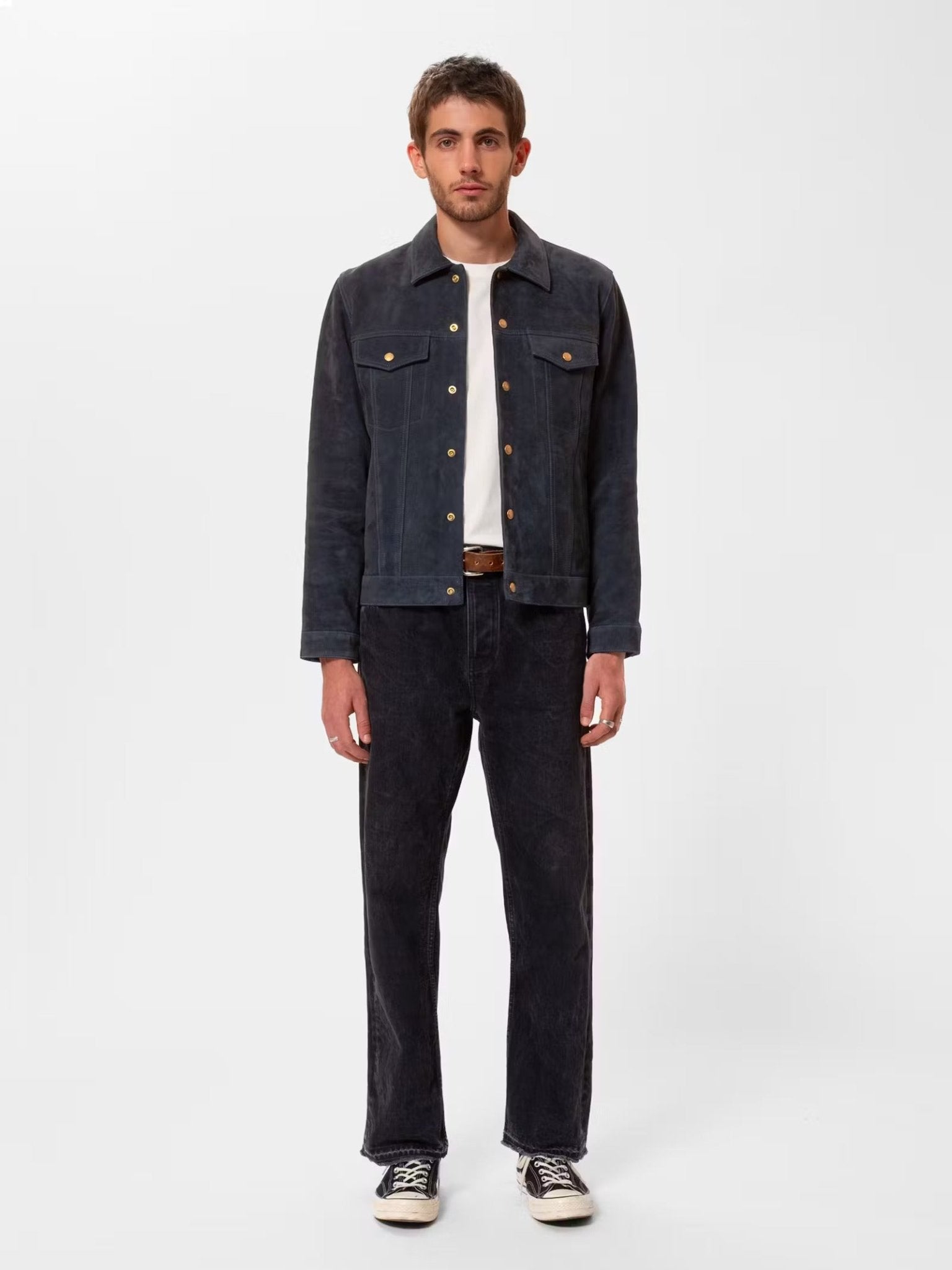 Robby Nubuck Jacket - Nudie Jeans - Danali - 160872-Navy-M