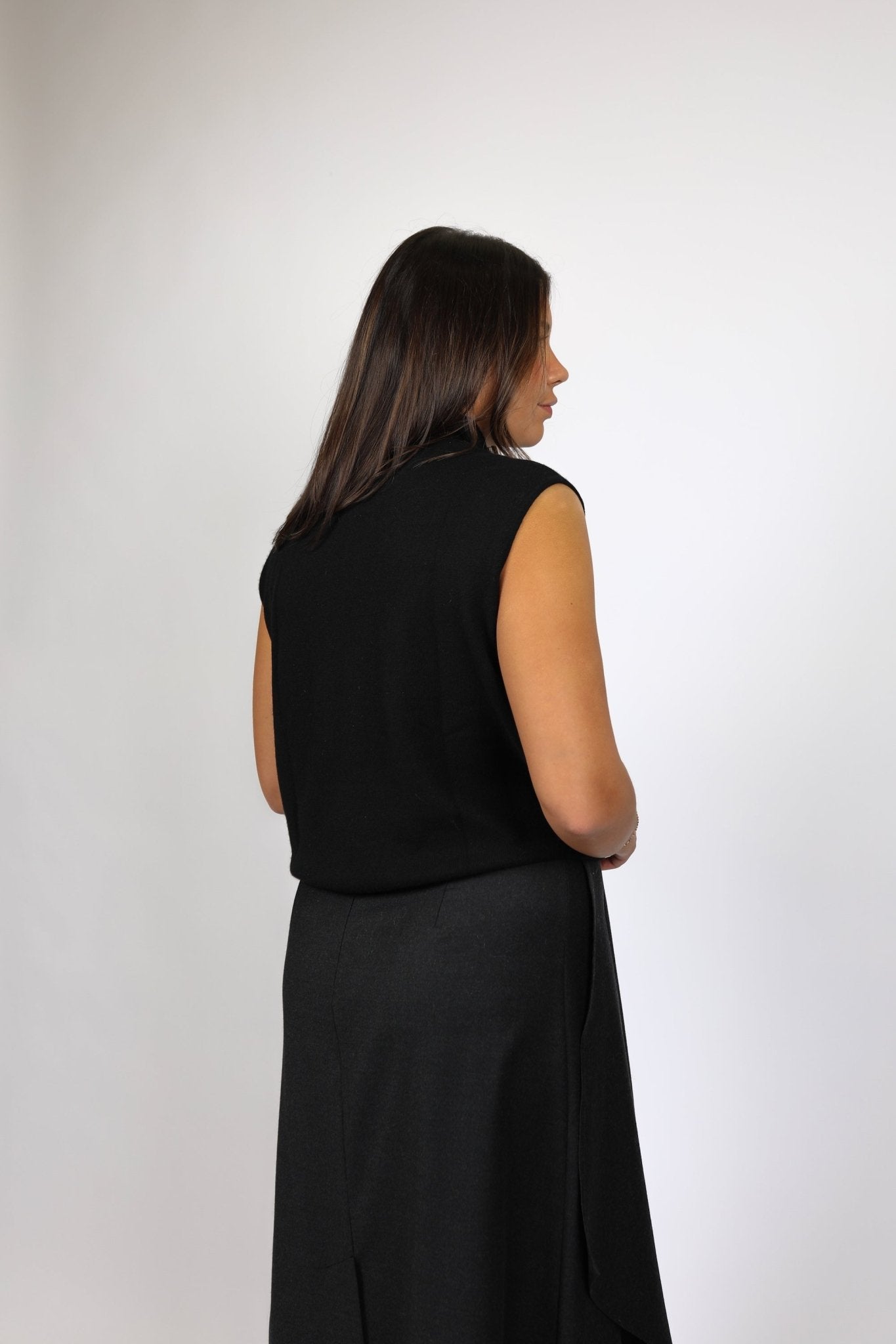 Sleeveless Funnel Neck Sweater - Autumn Cashmere - Danali - R13523-Black-XS