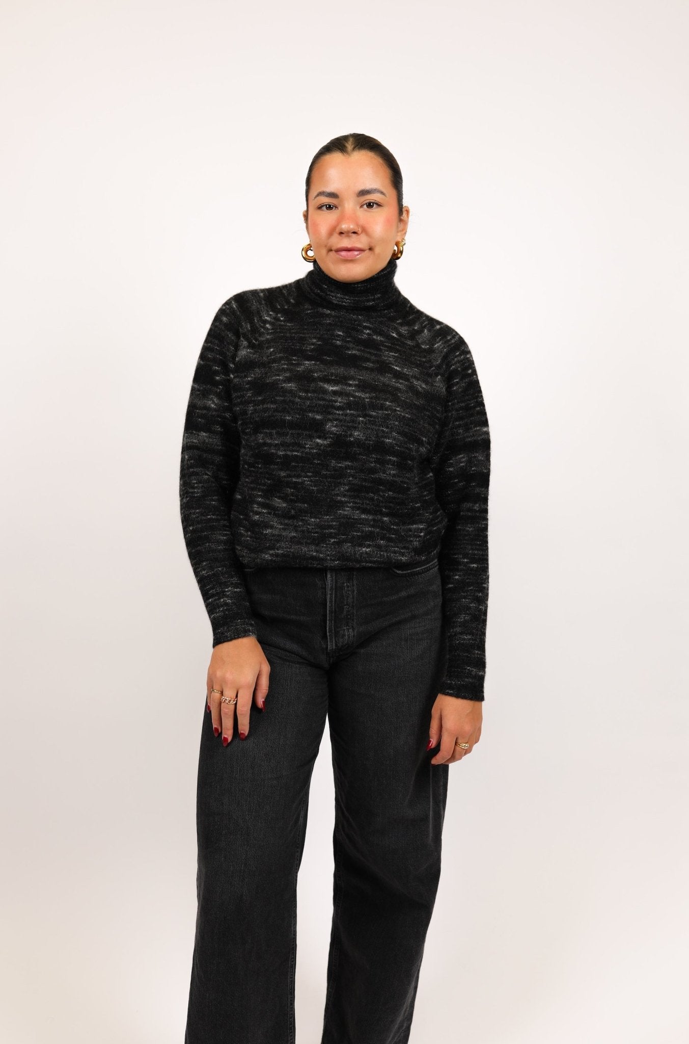 Space Dye Raglan Mock Neck - Autumn Cashmere - Danali - RWP13509-Black-XS