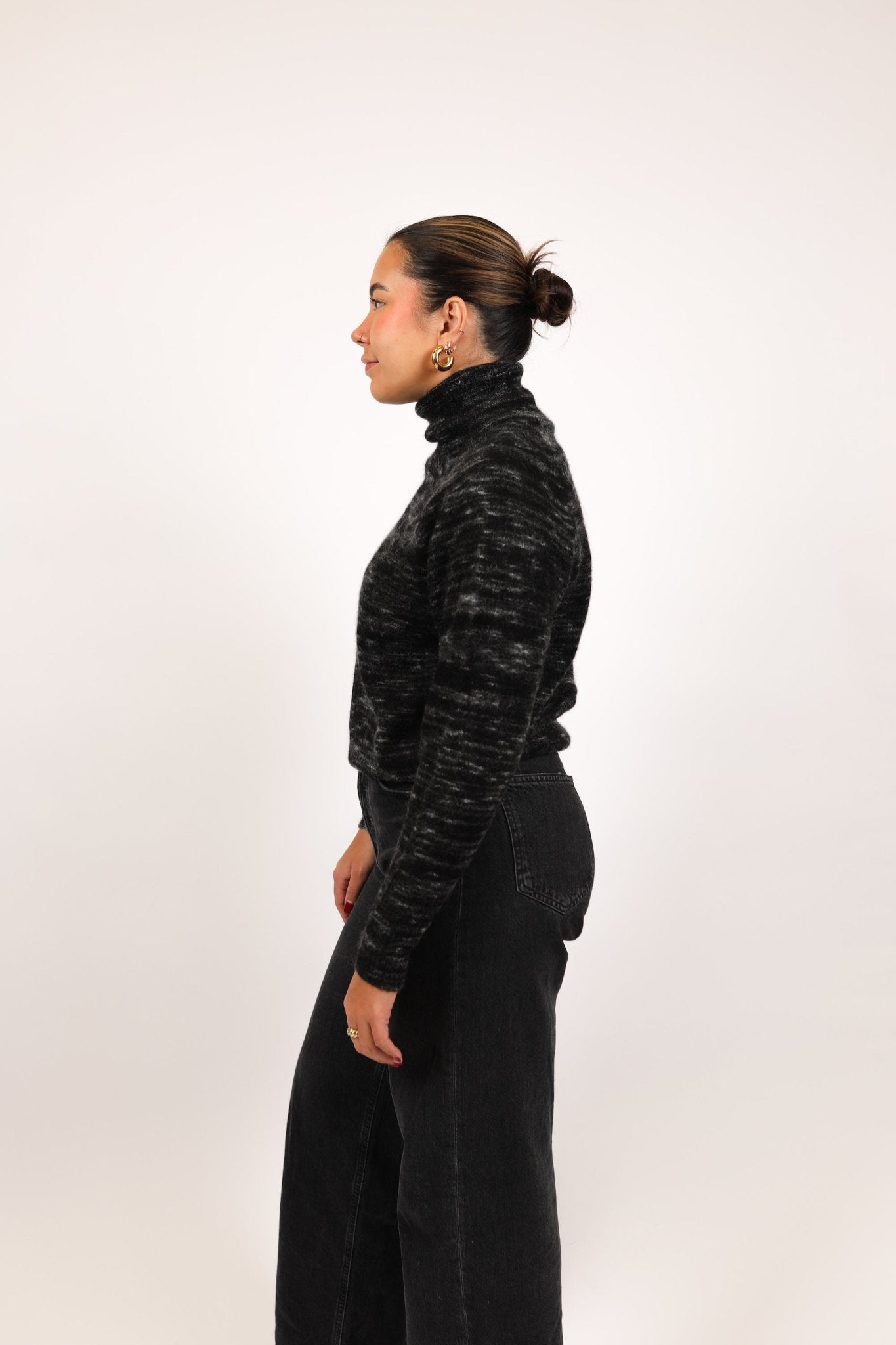 Space Dye Raglan Mock Neck - Autumn Cashmere - Danali - RWP13509-Black-XS