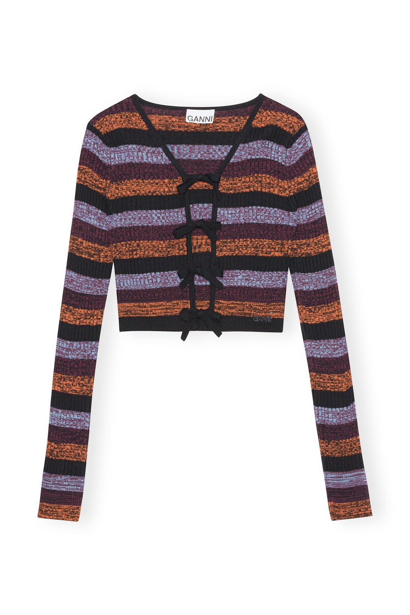 Sprayed Merino Rib Cropped Cardigan - Ganni - Danali - K2004-999-S