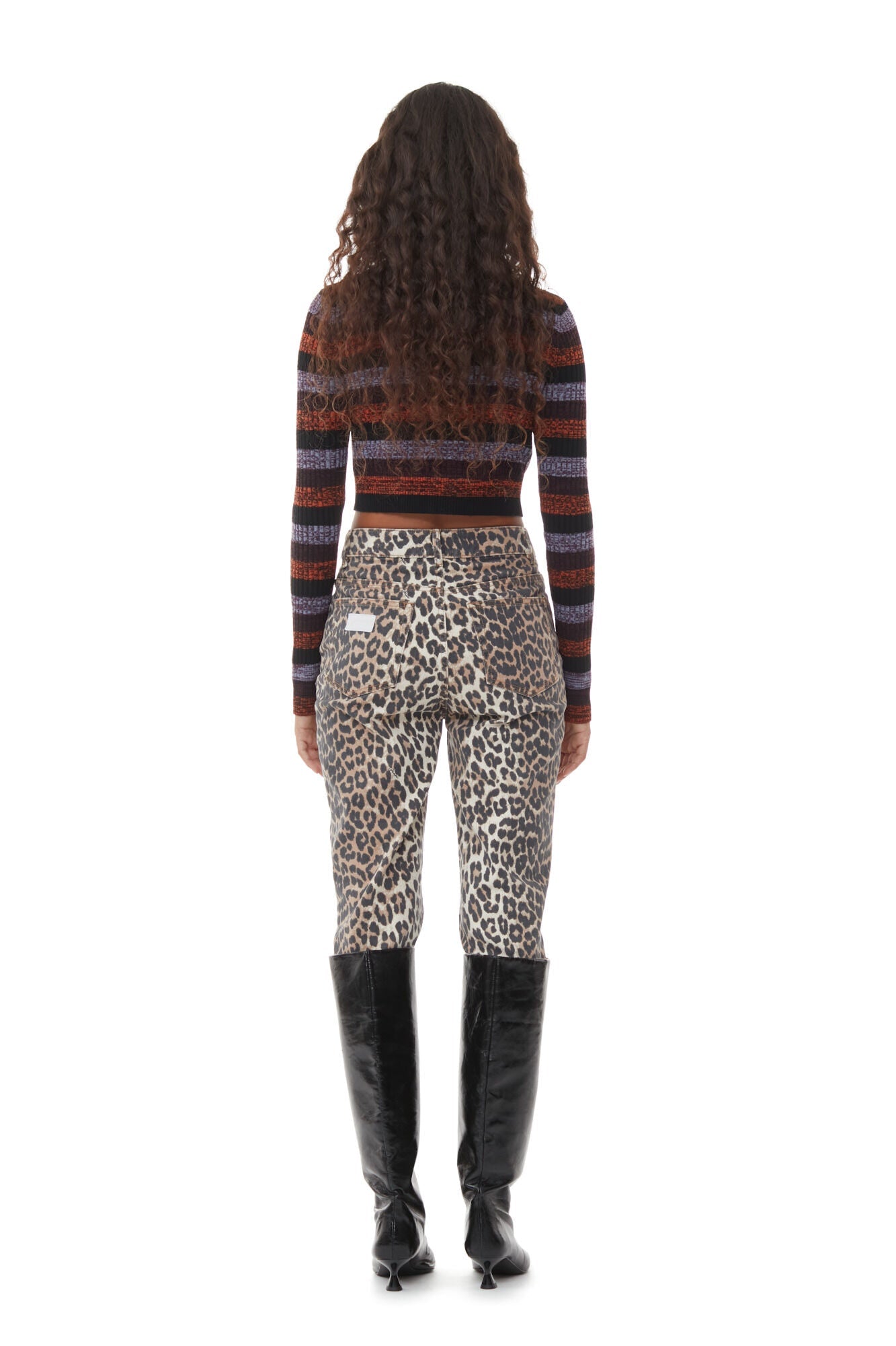 Sprayed Merino Rib Cropped Cardigan - Ganni - Danali - K2004-999-S