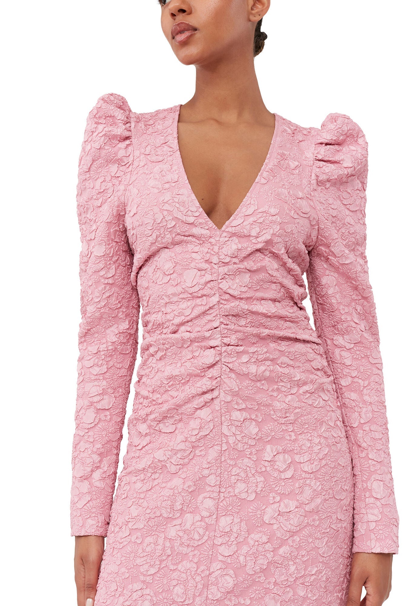 Stretch Jacquard V-Neck Mini Dress - Ganni - Danali - F8461-787-36