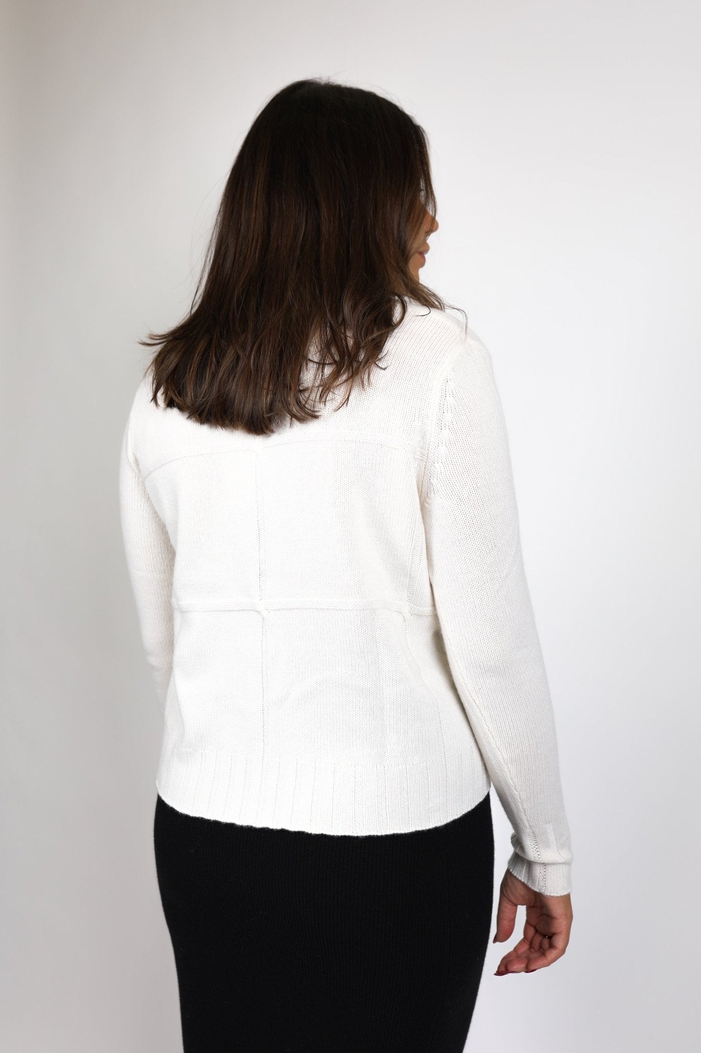 V Neck Cardigan with Pearl Buttons - Autumn Cashmere - Danali - R13560-Chalk-S