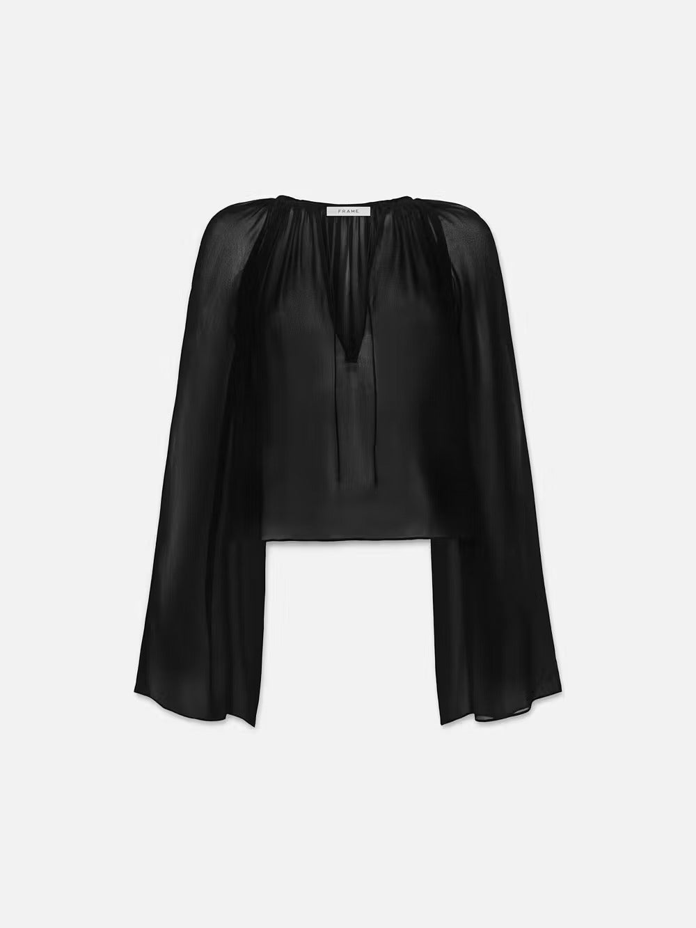 V-Neck Shirred Blouse - Frame - Danali - WW23WBL011-BLK-XS