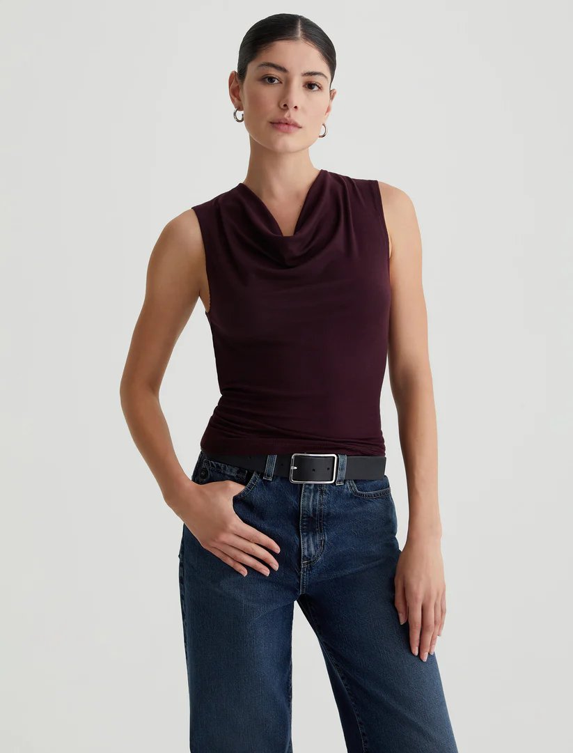 Vibia Cowl Neck Top - AG Jeans - Danali - TTR71398-POIR-XS