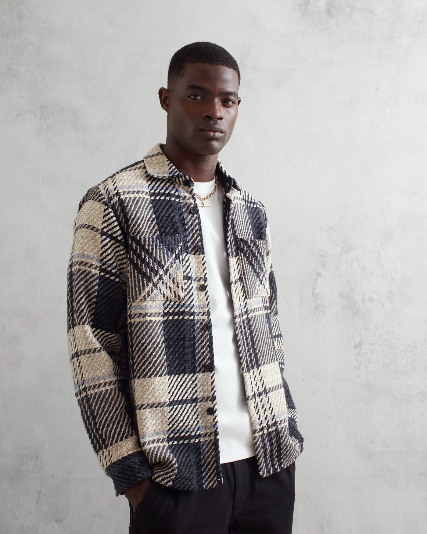 Whiting Overshirt Spear Check - Wax London - Danali - AW23-OSH-WHI-AWY-BLE-M