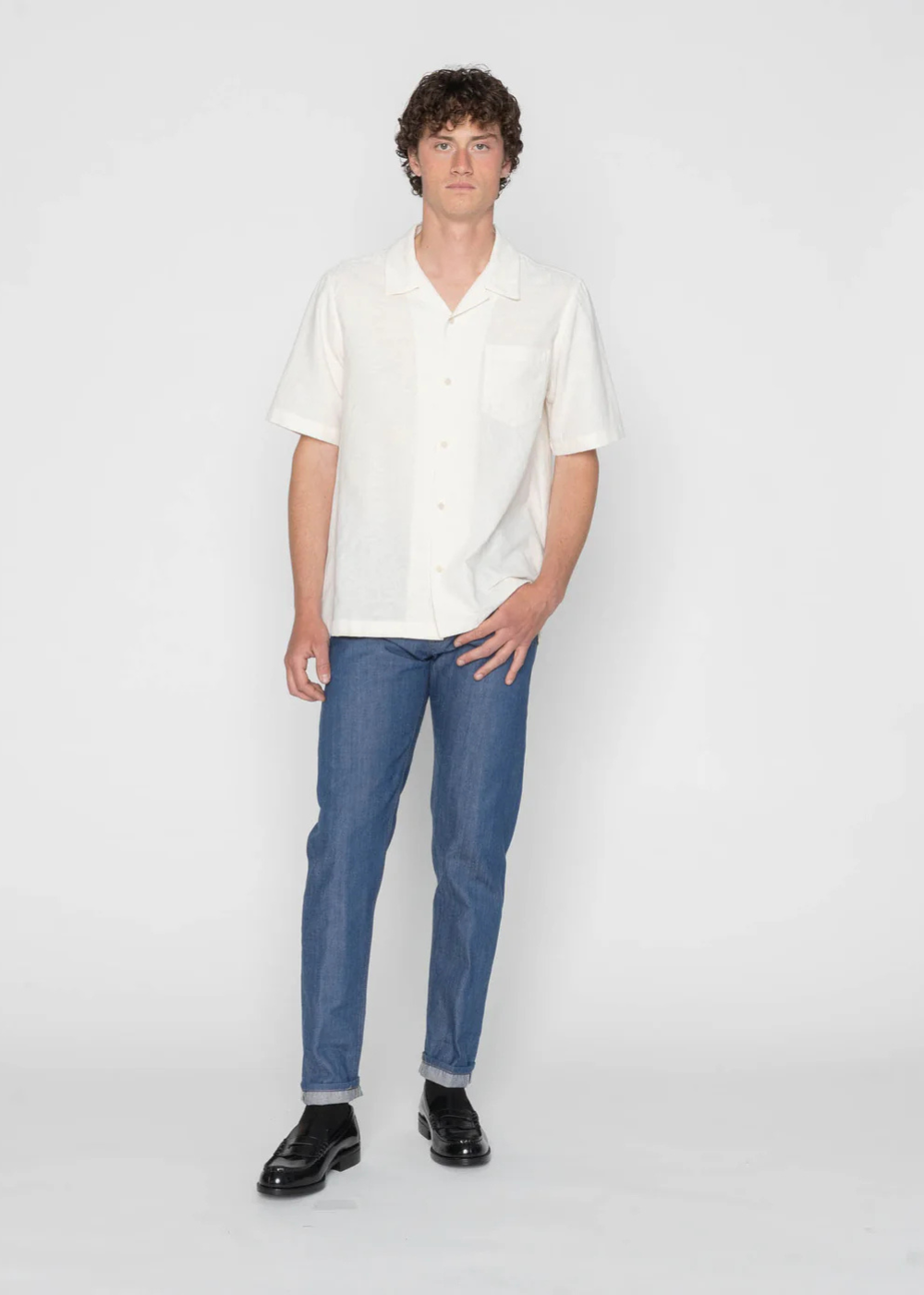 Aloha Shirt Jungle Jacquard - White -Naked and Famous Denim Canada - Danali - 120138431