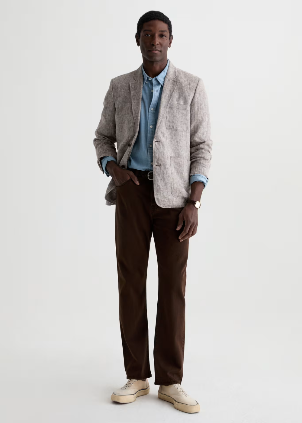 Everett Slim Straight Linen Pant - Sulfur Oak Barrel - AG Jeans Canada - Danali - 1794PTLSLOAKB