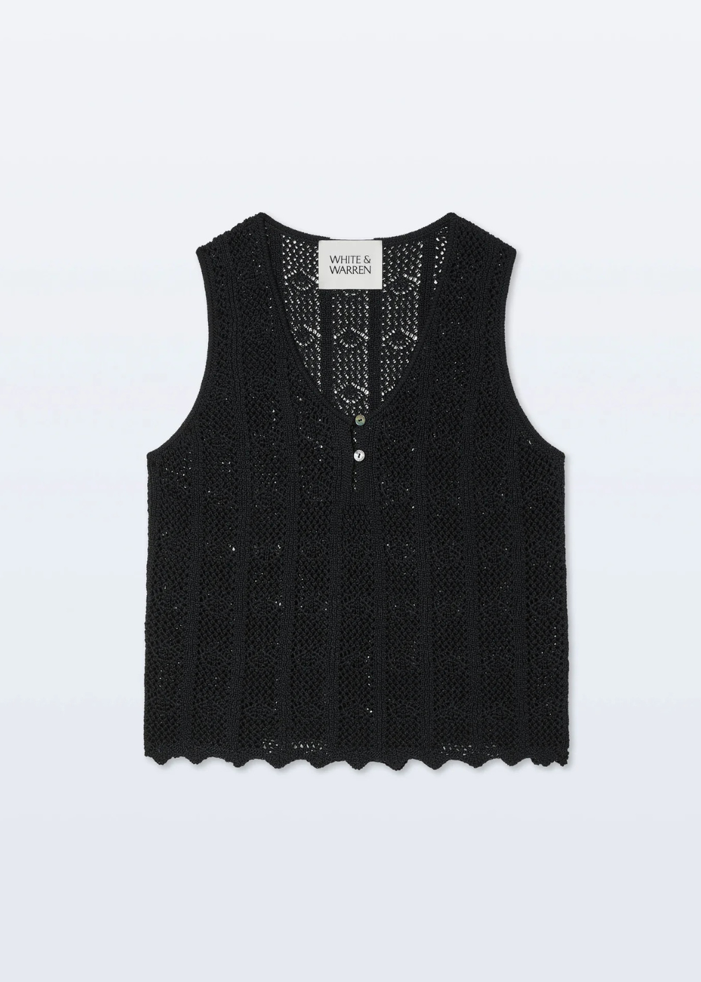 Cotton Crochet Tank Top - Black - White + Warren Canada - Danali - 21794