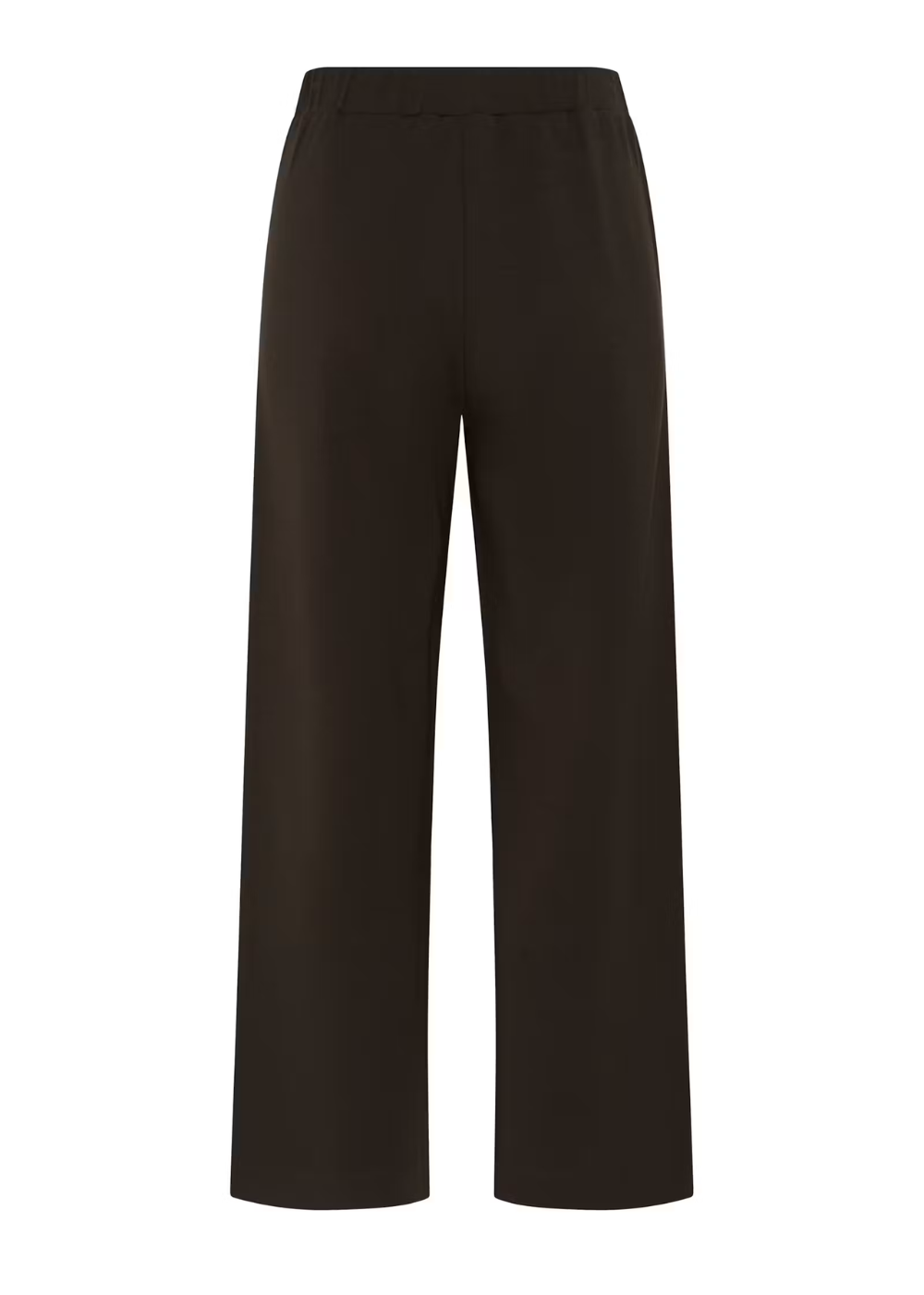 Dark brown wide-leg cropped pants shown flat against a solid white background.