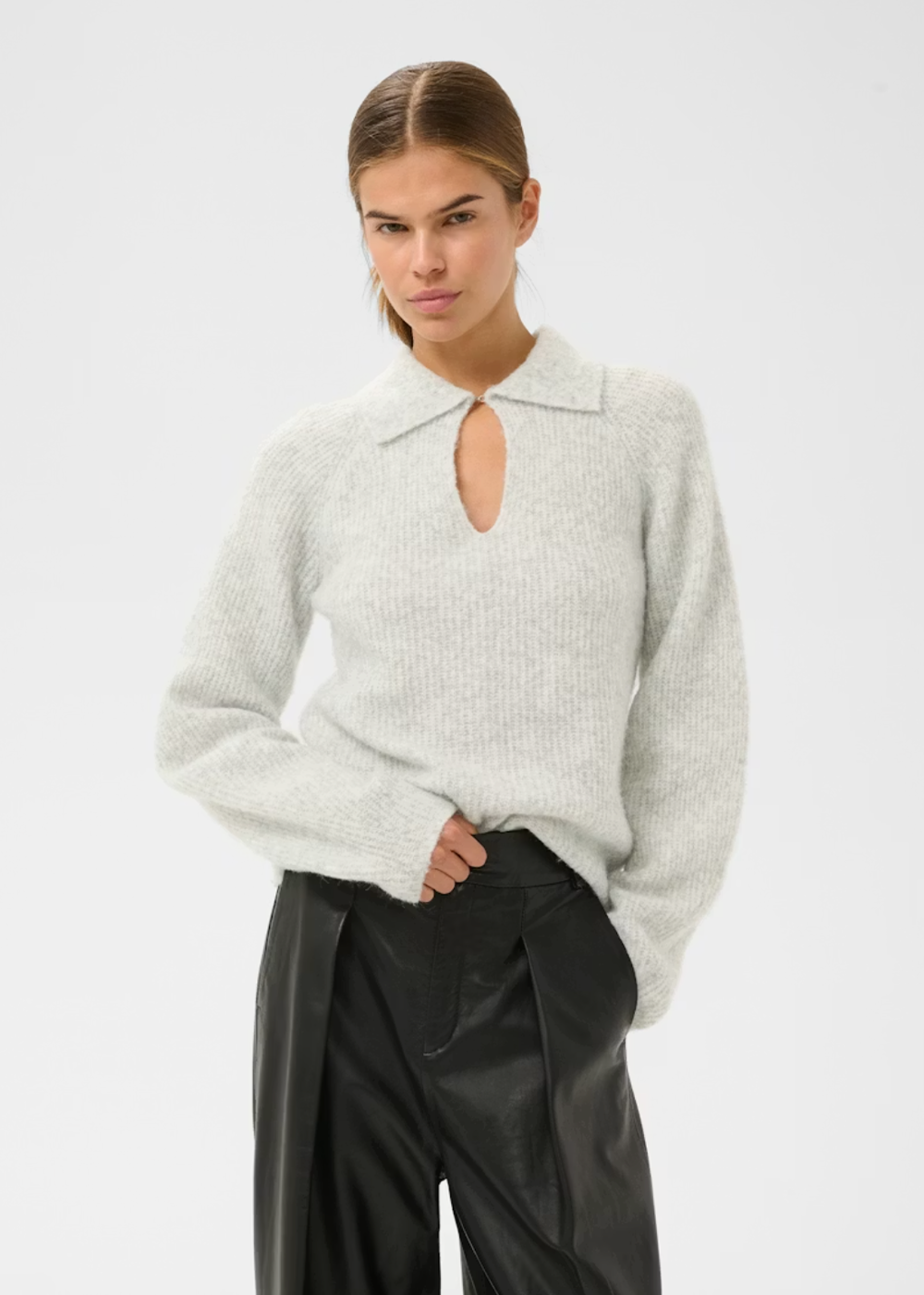 Niasi Polo Sweater - New Light Grey - InWear Canada - Danali - 30112170