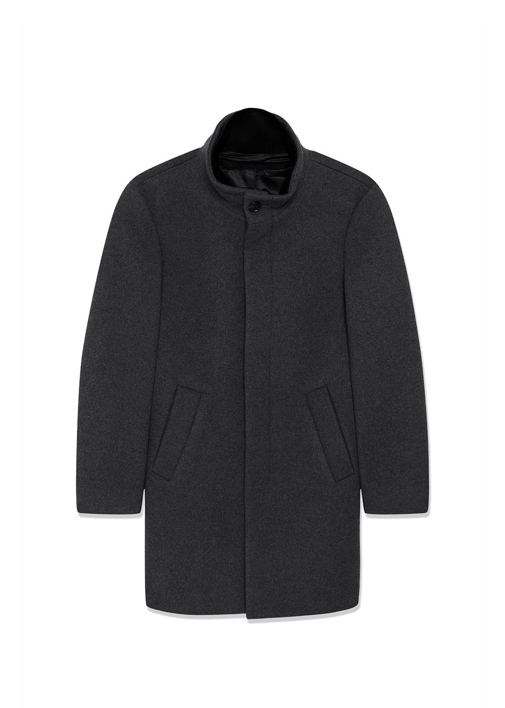 Dark gray coat on a white background