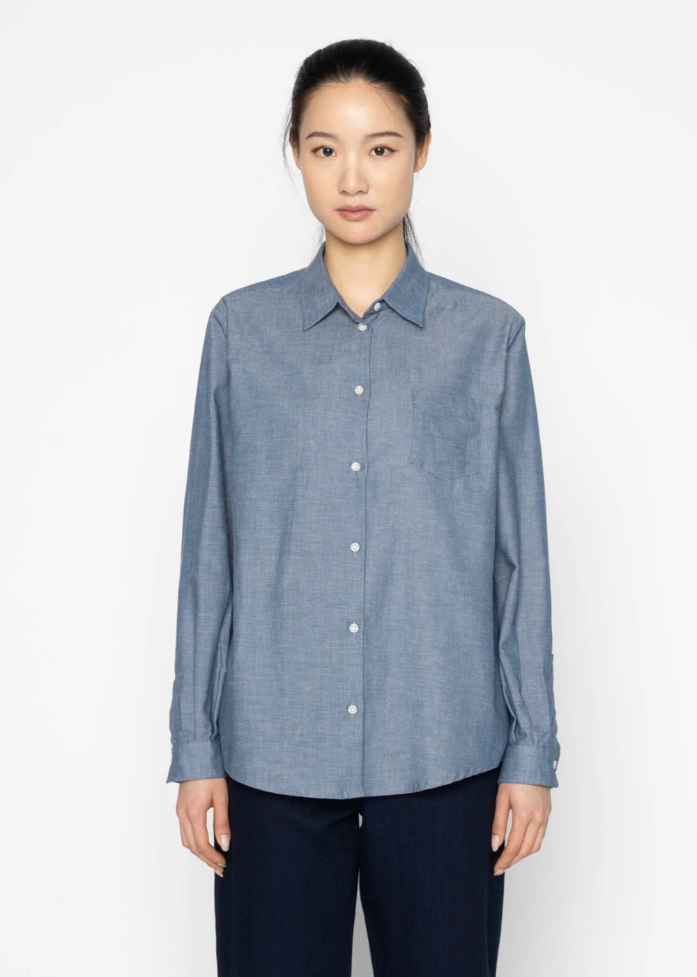 Judy Shirt - Chambray Blue - Naked and Famous Denim Canada - Danali - 320330366-BLU