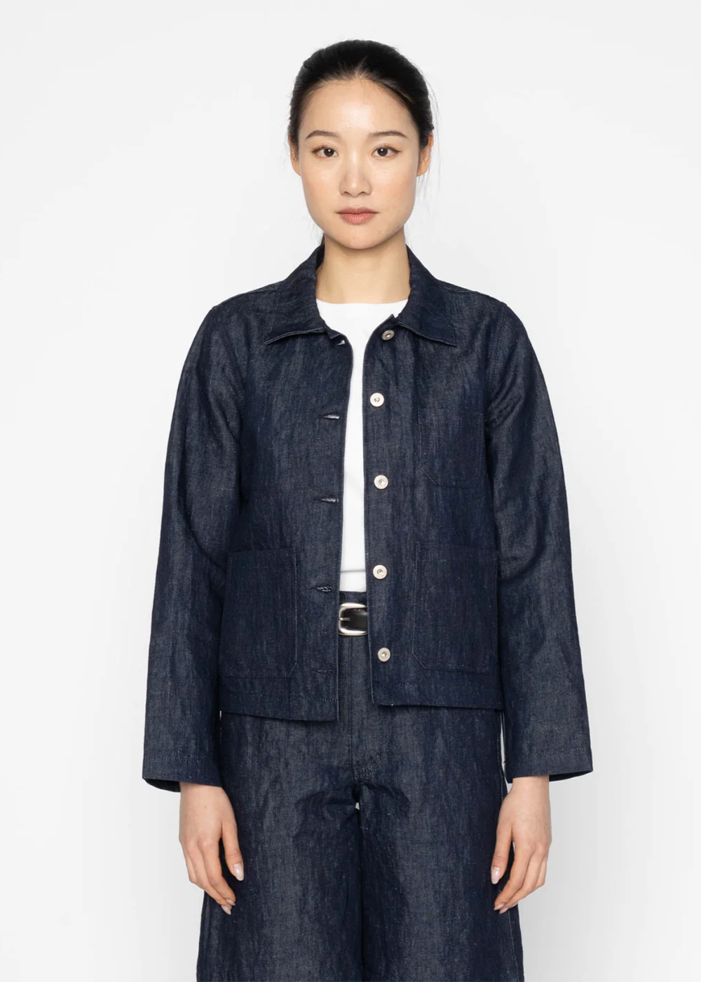 Gracie Jacket - Linen + Cotton Blend - Indigo - Naked and Famous Denim Canada - Danali - 365137693-IND
