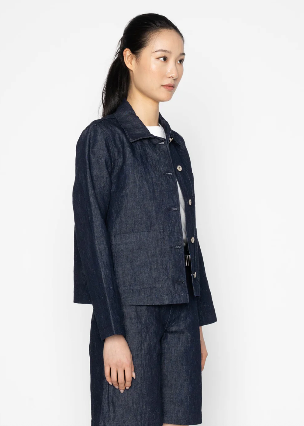 Gracie Jacket - Linen + Cotton Blend - Indigo - Naked and Famous Denim Canada - Danali - 365137693-IND